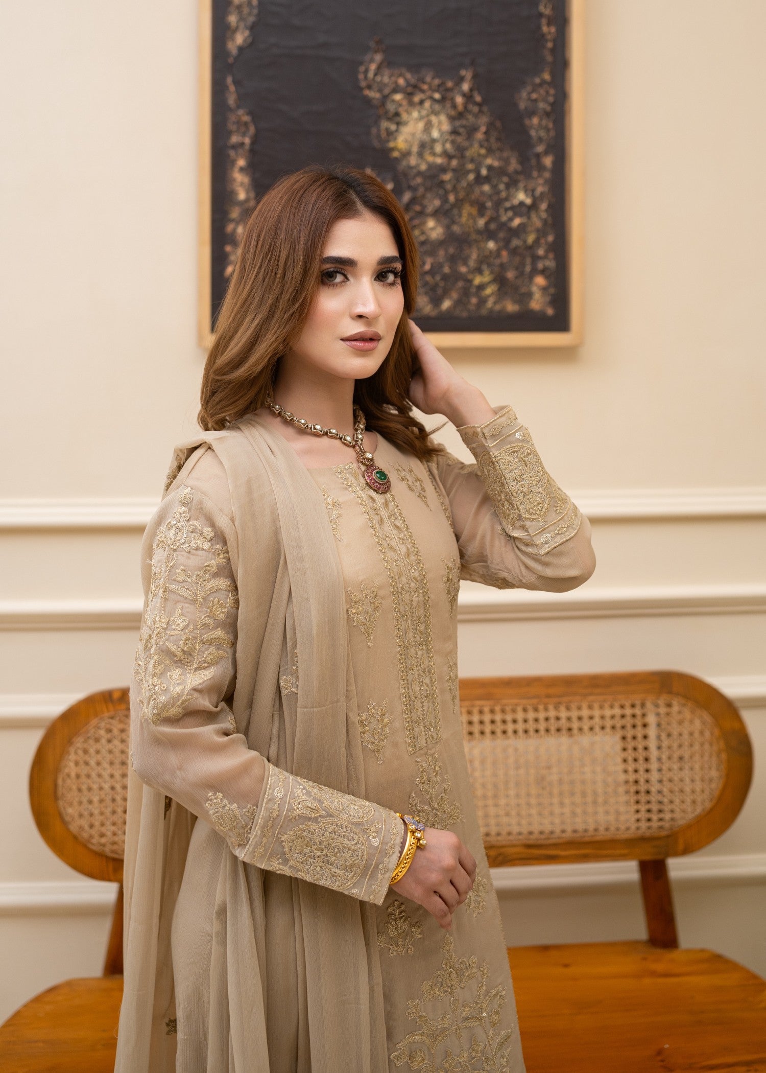 Alyssa BEIGE LADIES SUIT ALL301 Women 3pcs