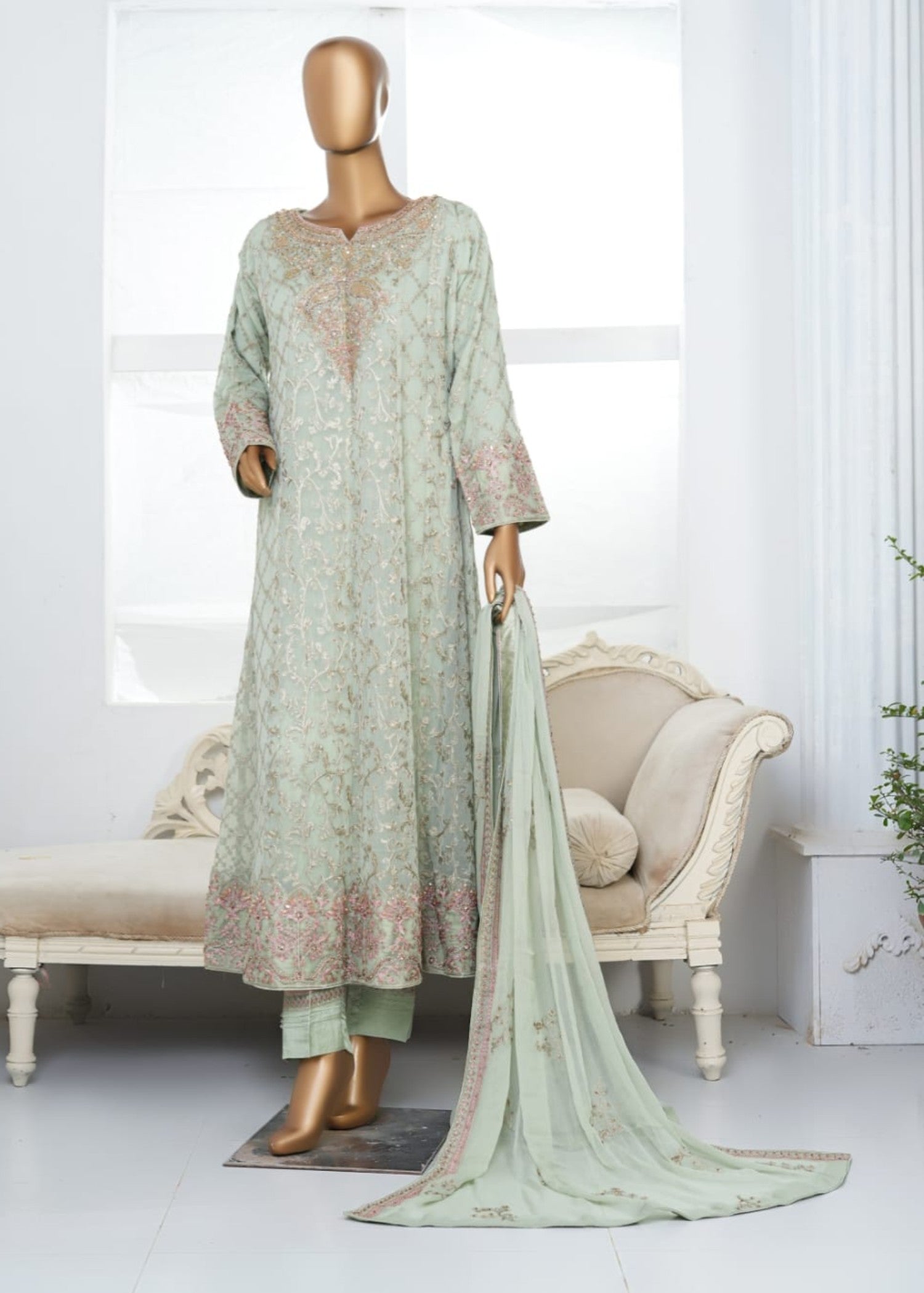 Ahmed Creations kinza Mint Green Women 3pcs