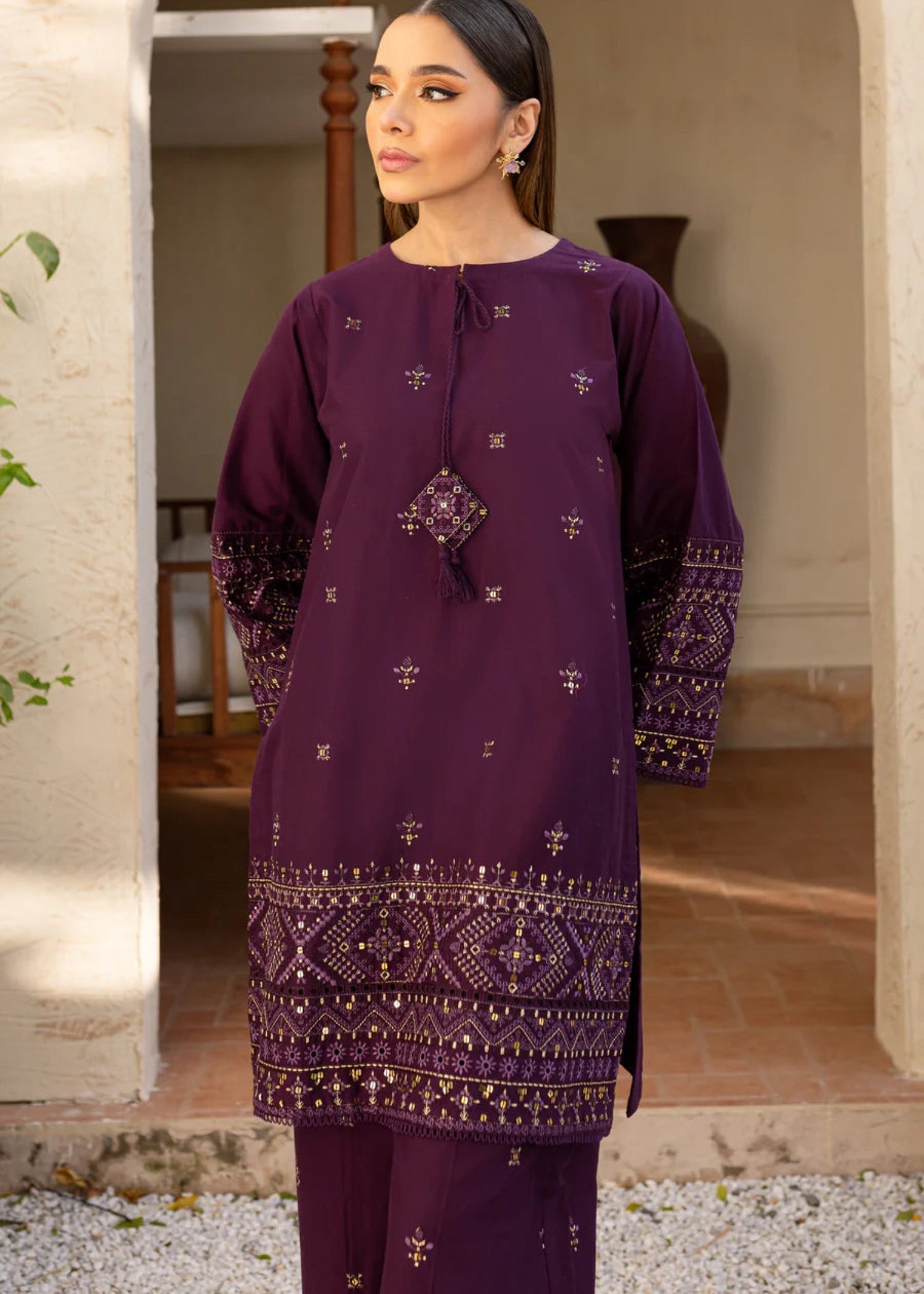 The Turkish Wear Maira Plum Women 2pcs