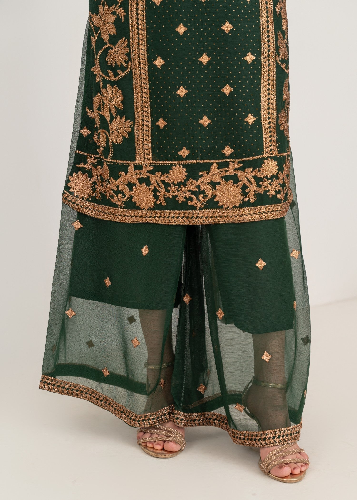 Four Season Boutique ARZOO CHIFFON BOTTLE GREEN Women 3pcs