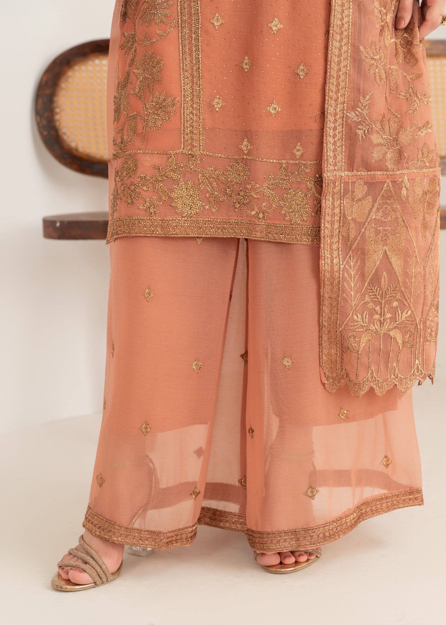 Four Season Boutique ARZOO CHIFFON PEACH PINK Women 3pcs