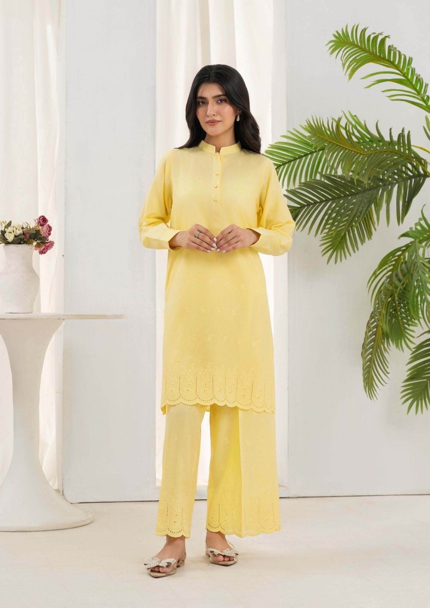 Yolo Pret Schiffli Embroidered Set Rozana S25 0022 Women 2pcs