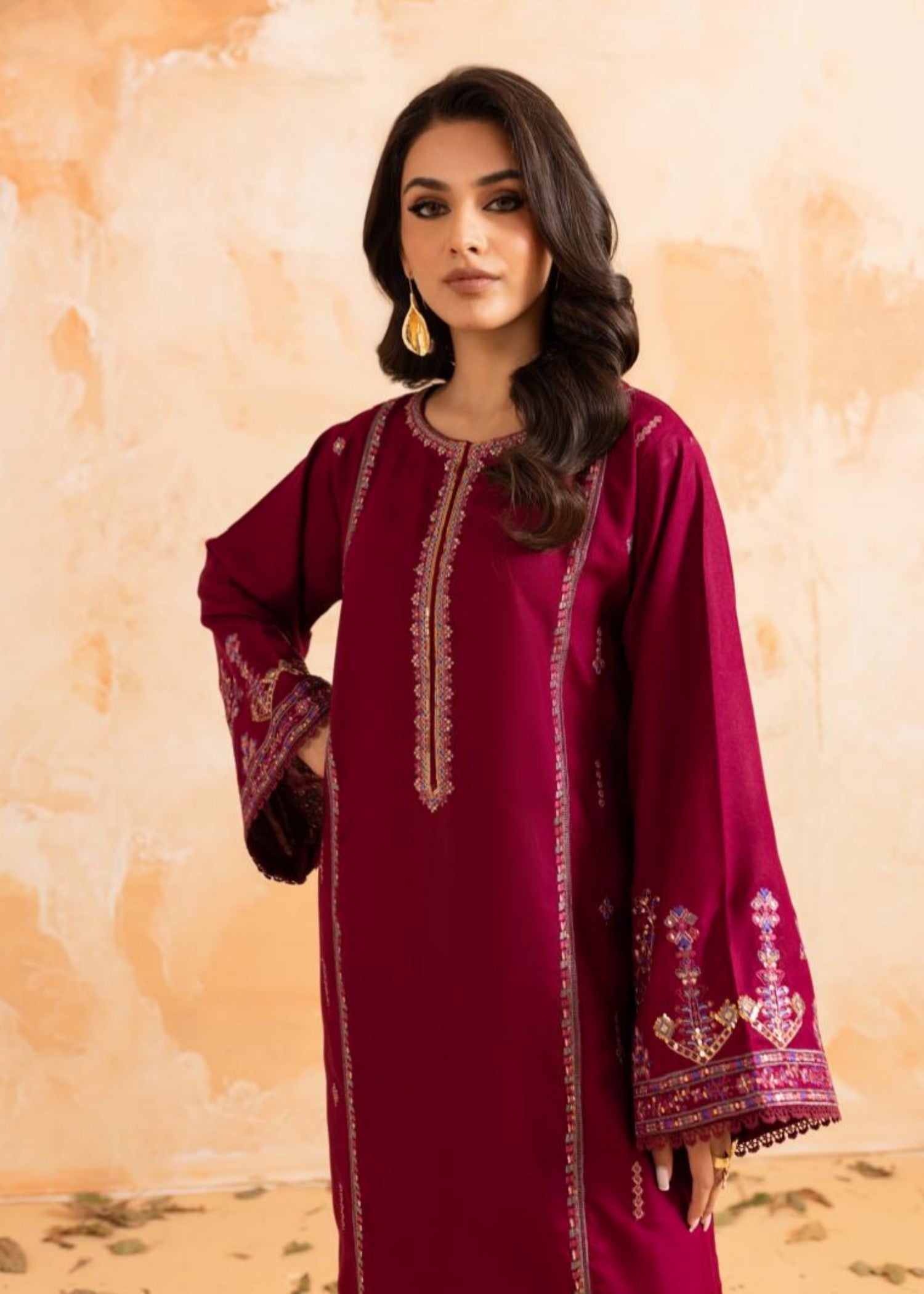 Afsarah Rosewood Luxury Embroidered Dress Women 2pcs