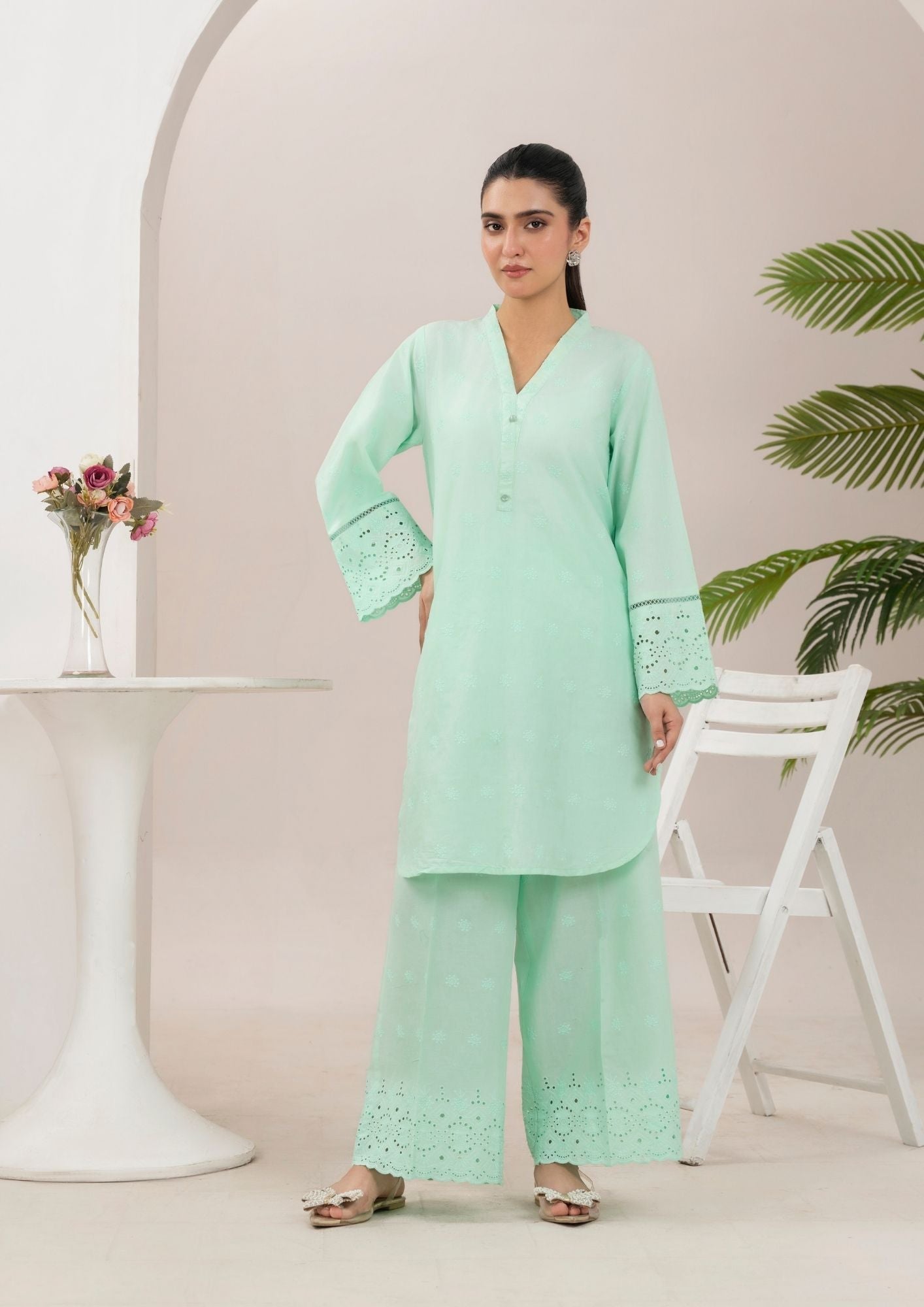 Yolo Pret Schiffli Embroidered Set Rozana S25 0020 Women 2pcs