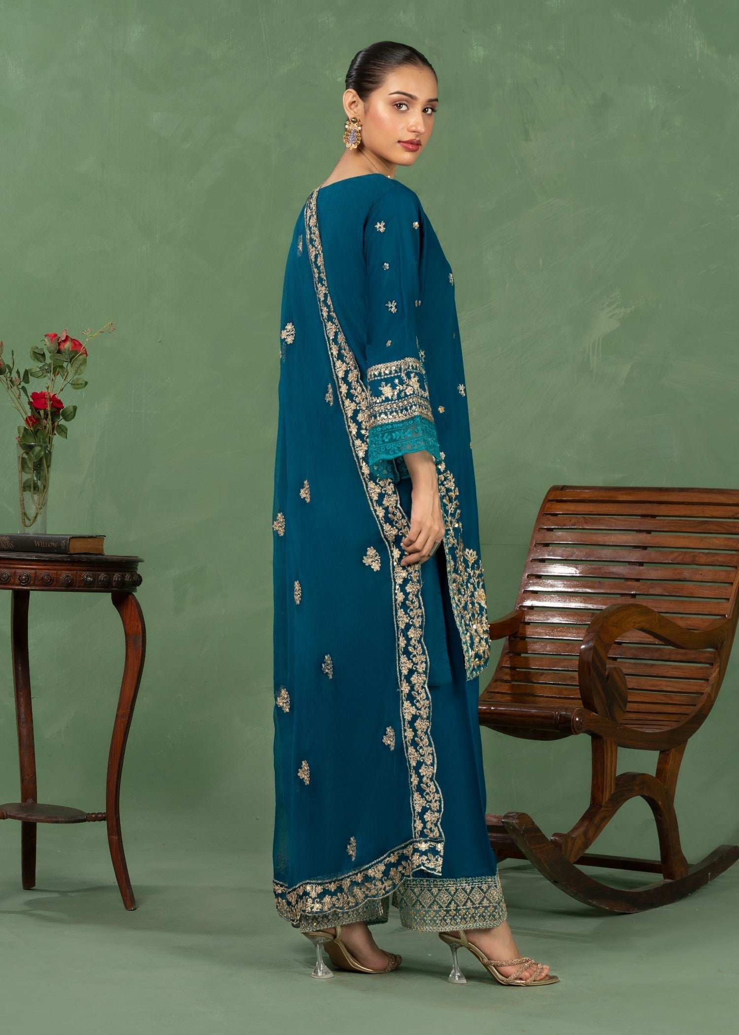 Four Season Boutique JASHAN RAOSILK TEAL Women 3pcs