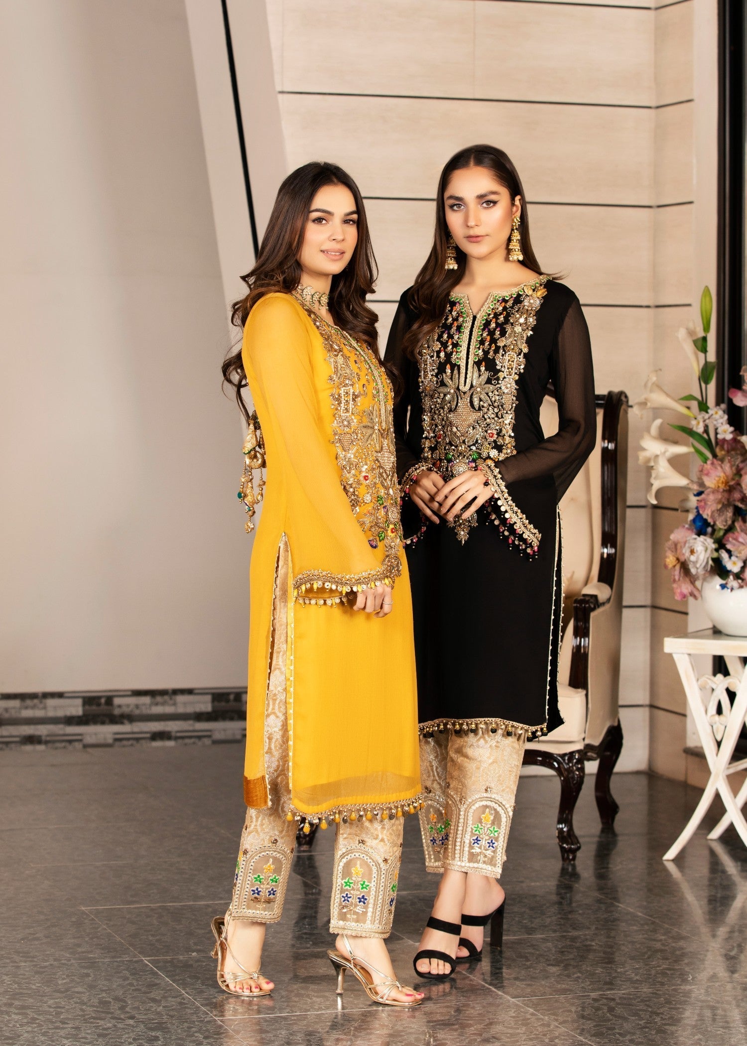 Khuda Baksh Creations Z 292 Mustard Women 4pcs