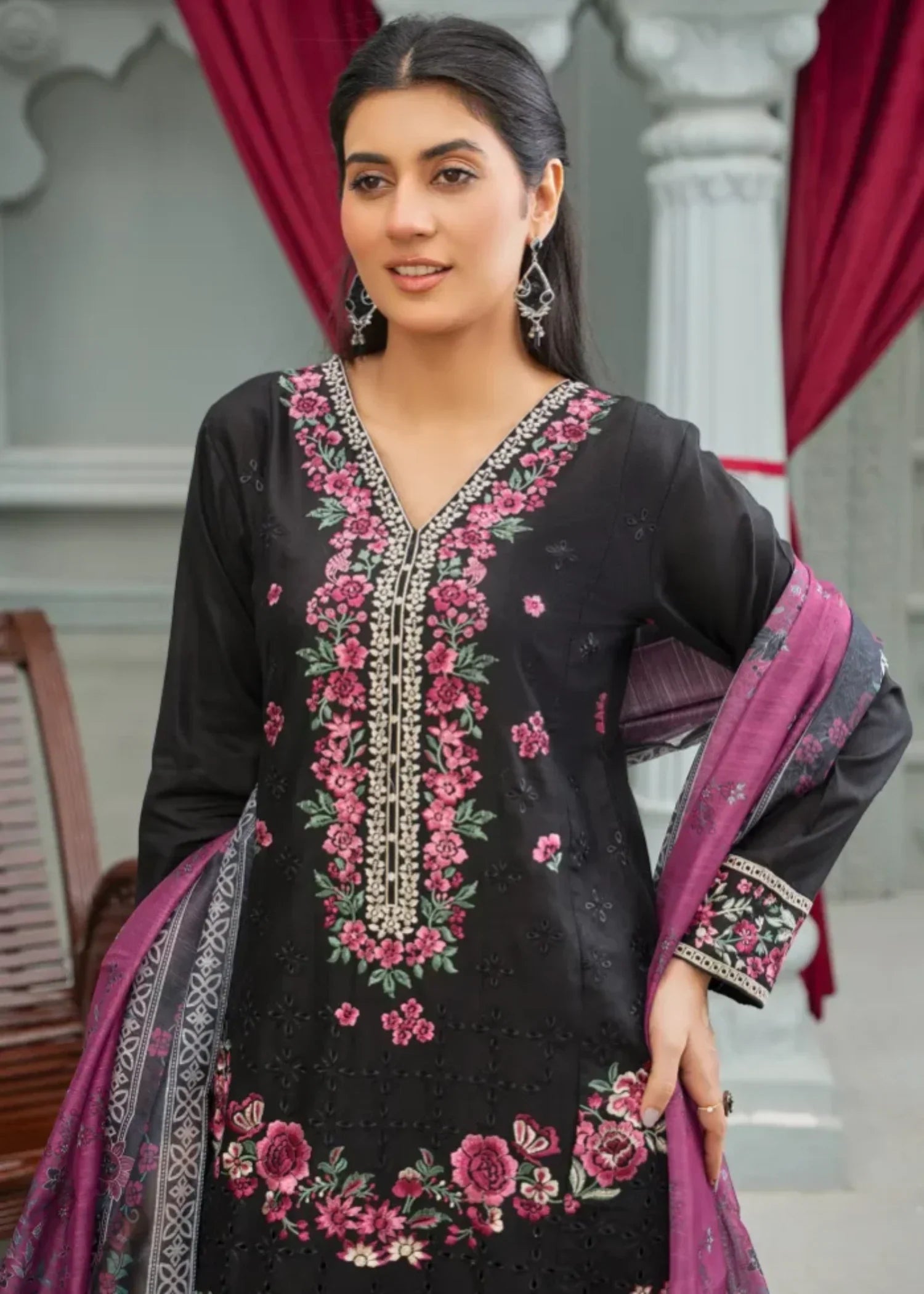 Designer Rack cotton black embraided Women 3pcs