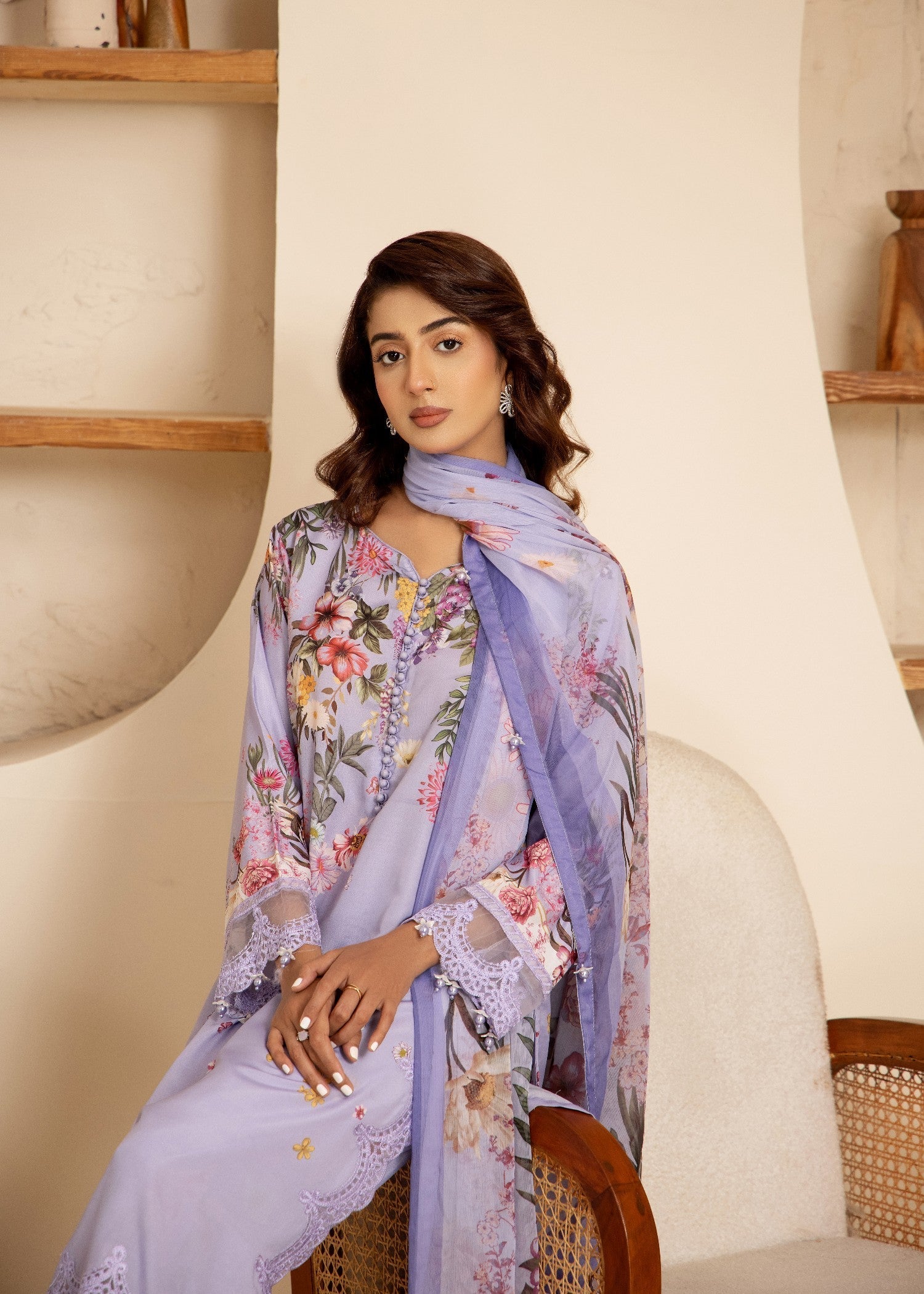 Khubsurat 4355 KH ST Lilac Printed Women 3pcs