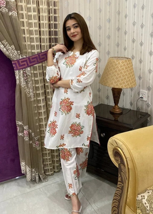 Anabya Garments NEW GULAB WHITE Women 2pcs