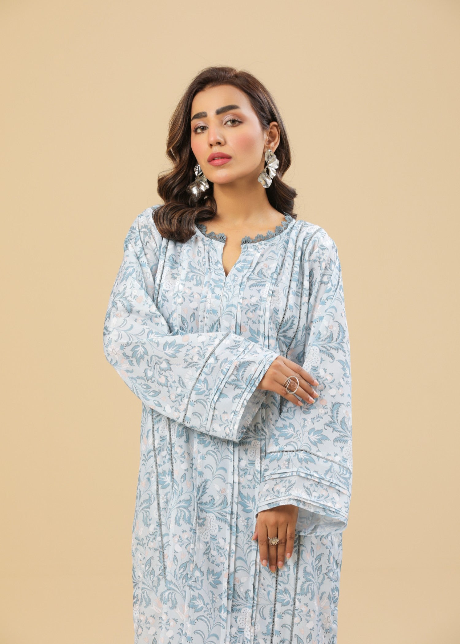 Zenyre Azure Petals Printed Set Women 2pcs