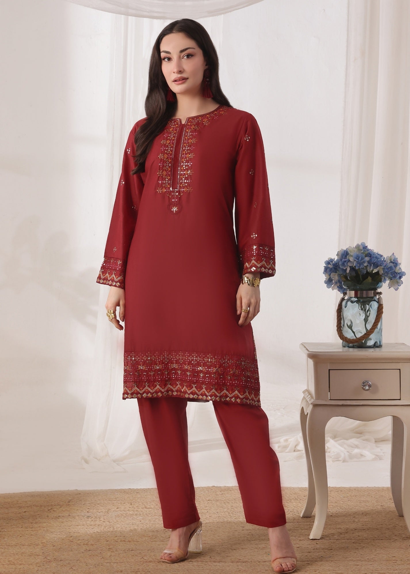 Ayra Pret Mehar Maroon Women 2pcs