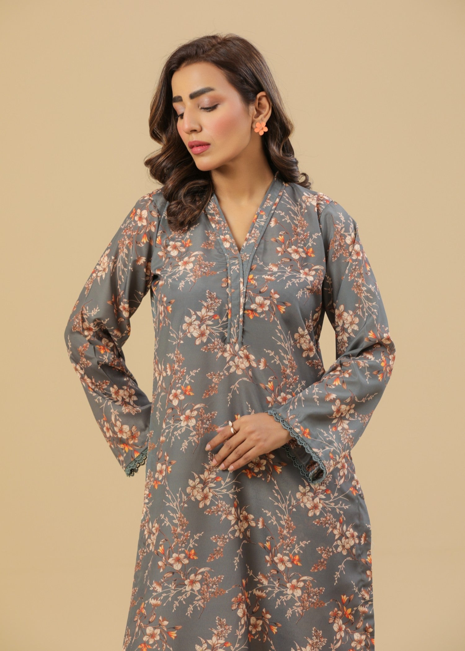 Zenyre Grey Lily Printed Set Women 2pcs