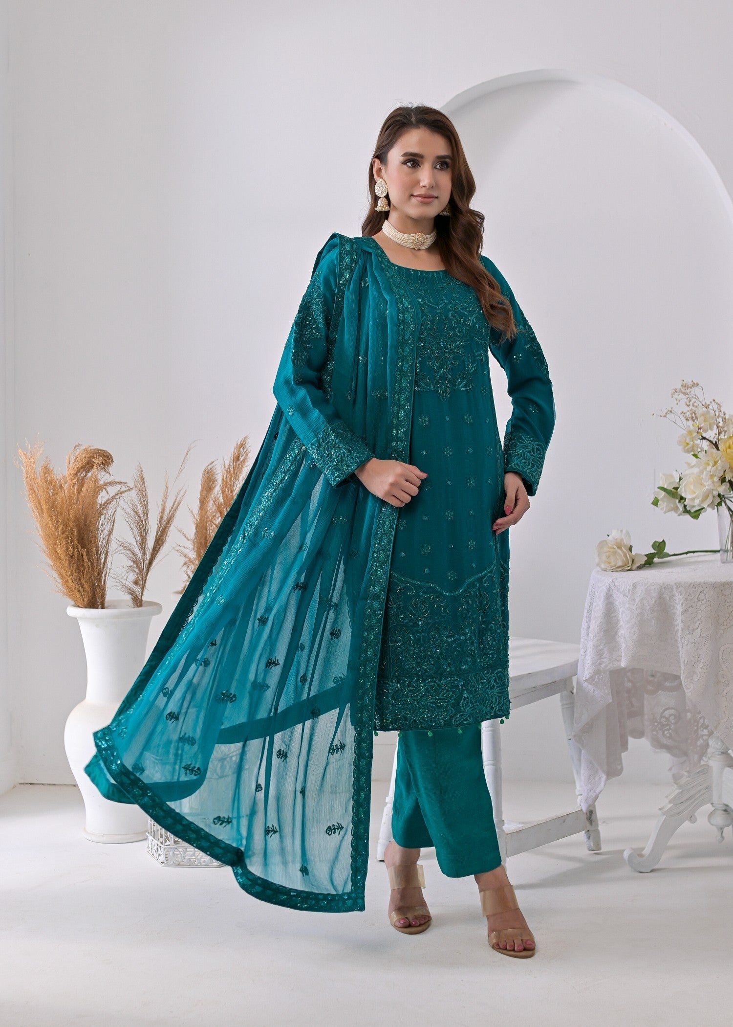 Qasim Anwer By Chandni Bridals LYDIA (TEAL) Women 3pcs