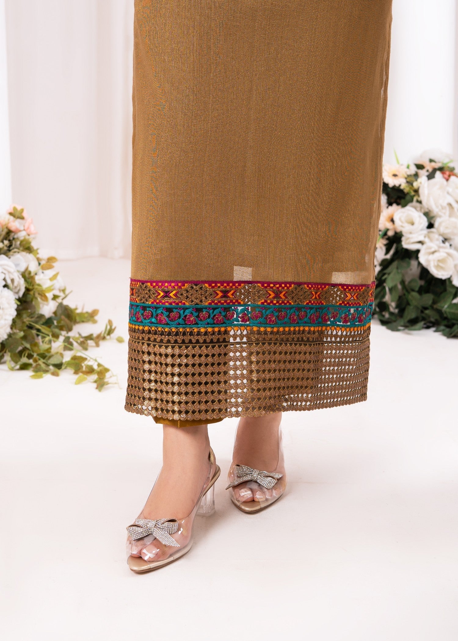 Meem Designs BROWN ZARI Women 3pcs