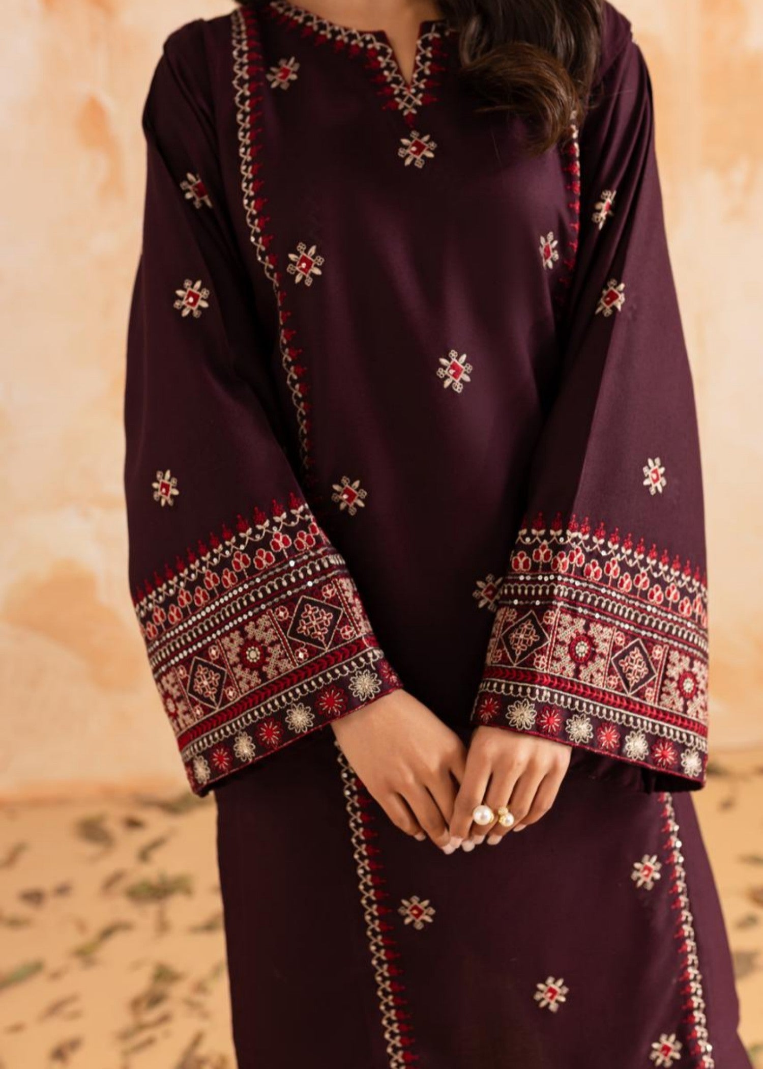 Afsarah Ruby Luxury Embroidered Stitched Dress Women 2pcs