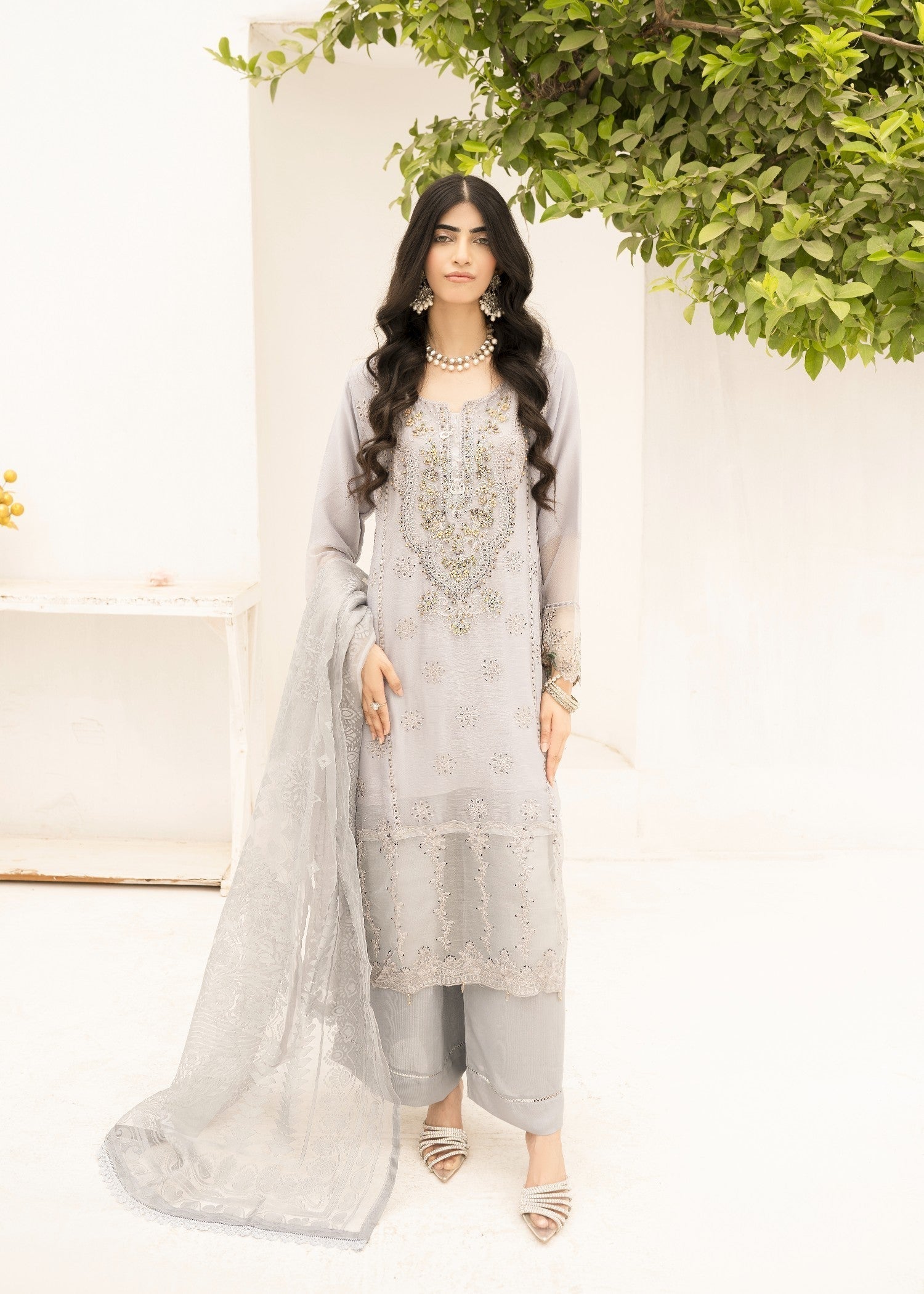 Pehnawa By Bin Akram’s Grey Glamor | Chiffon Women 3pcs