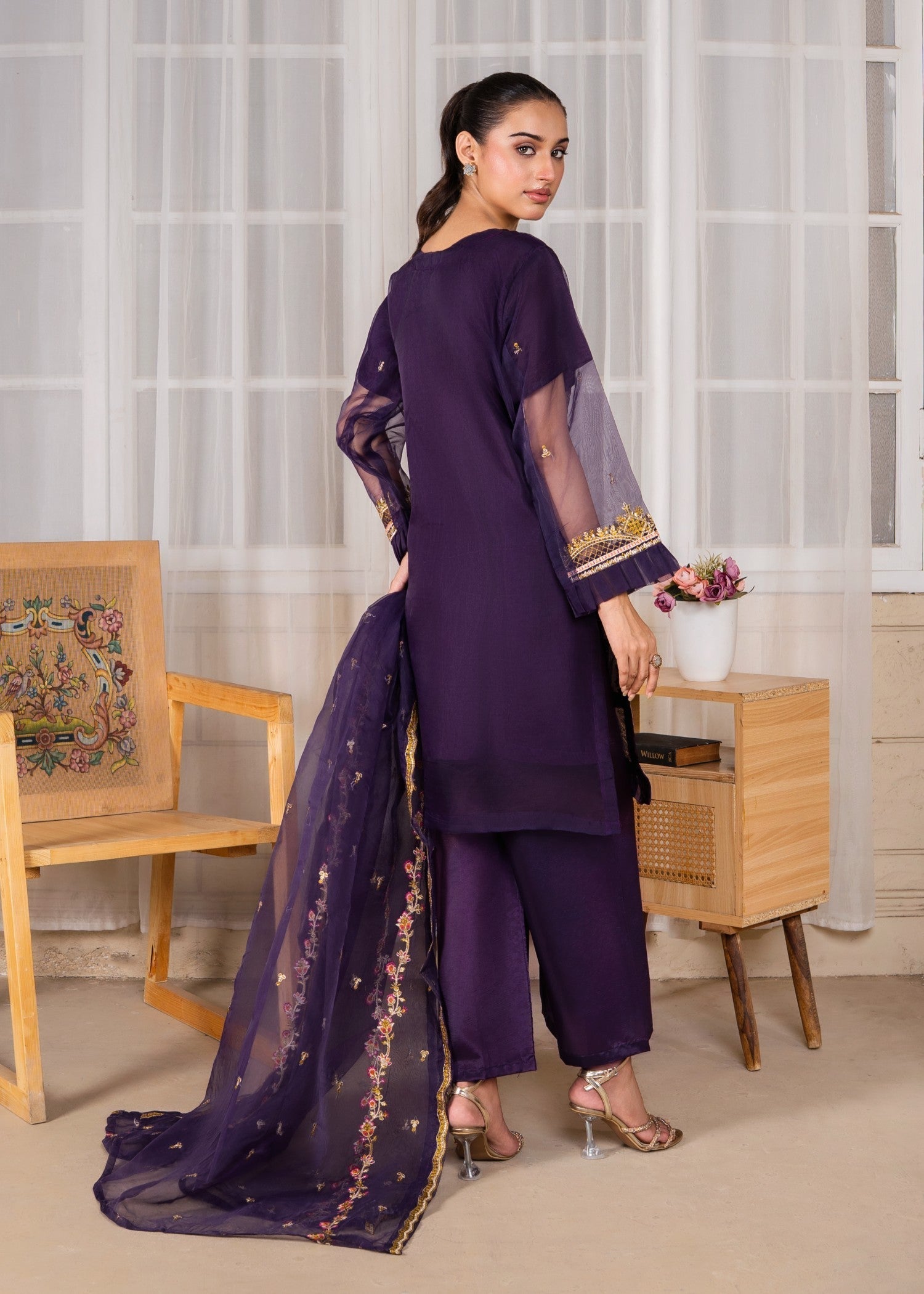Gulposh Mehrou (Emroided ) Purple Women 3pcs
