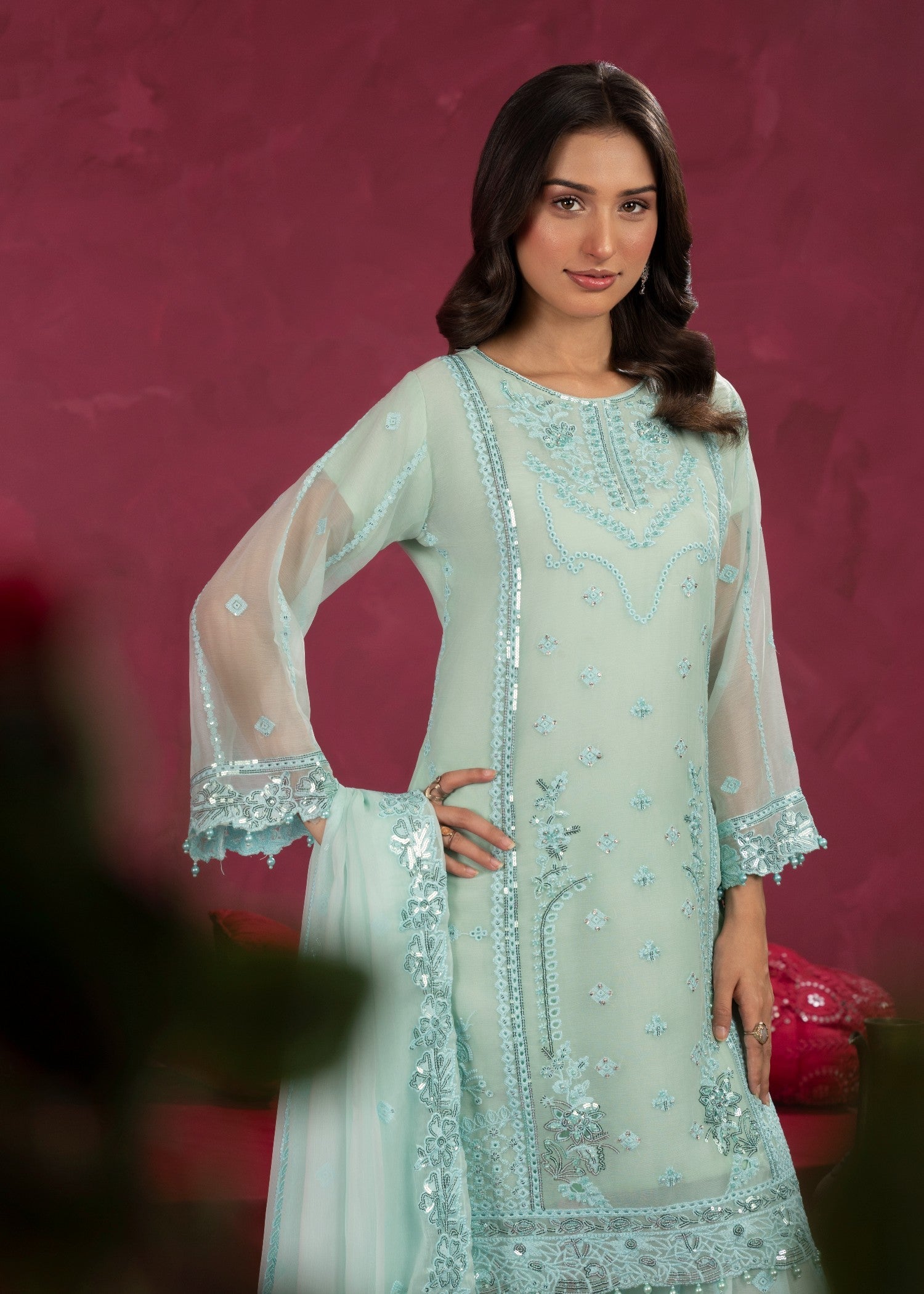 Four Season Boutique ZOBIA GHARARA ICEBLUE Women 3pcs