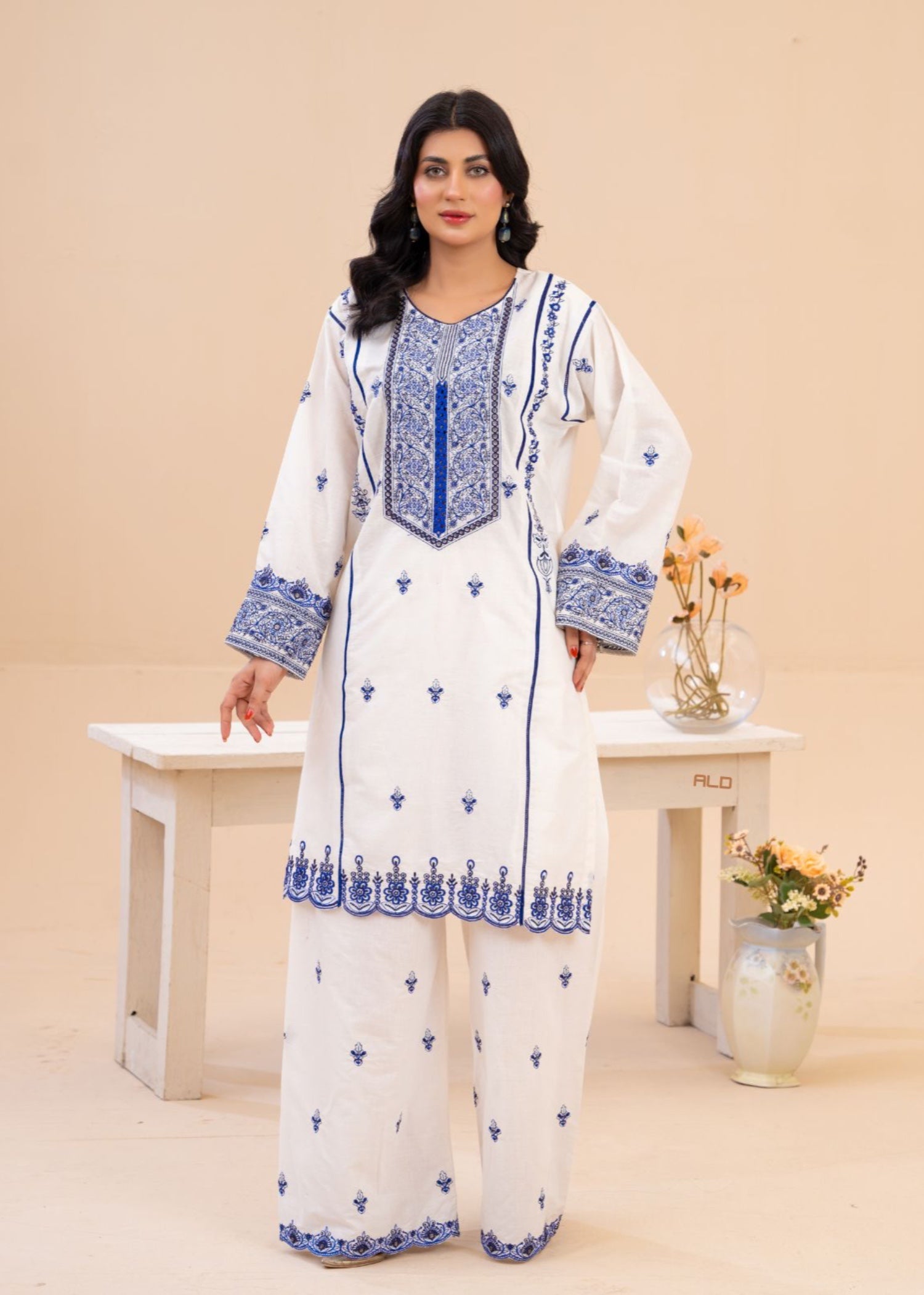 Zeenat & Zoha Blue white Women 2pcs