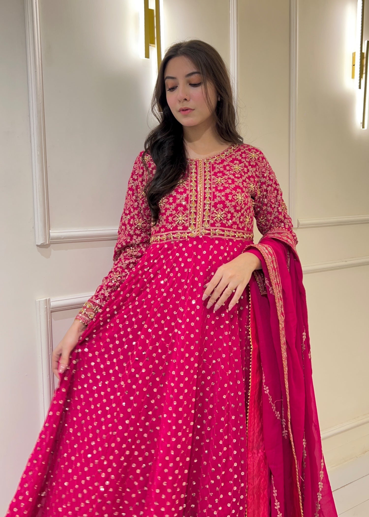 Suits By Sadia Hotpink chiffon Women 3pcs