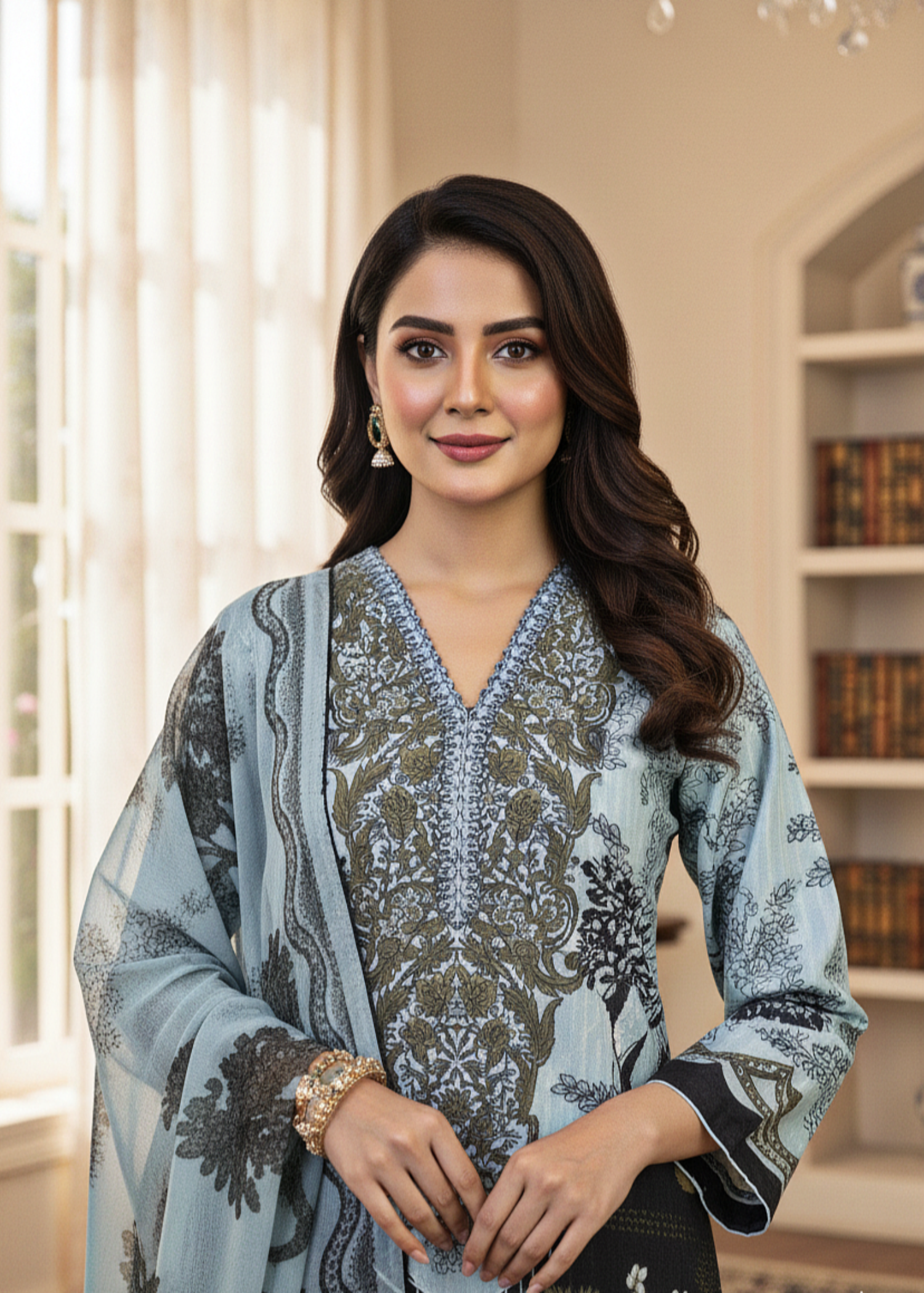 MMG Garments KAIRA| DIGITAL PRINTED KURTA SET LIGHT BLUE MMG 10001 Women 3pcs