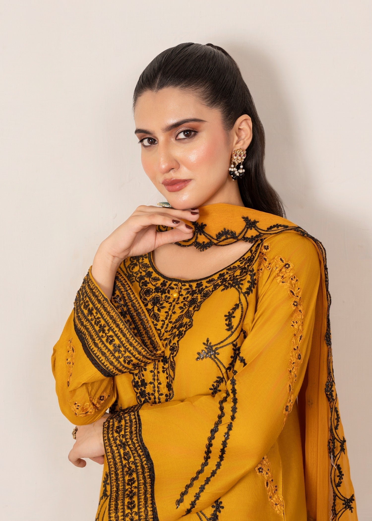 Four Season Boutique ZIRWAH COTTON MUSTARD Women 3pcs