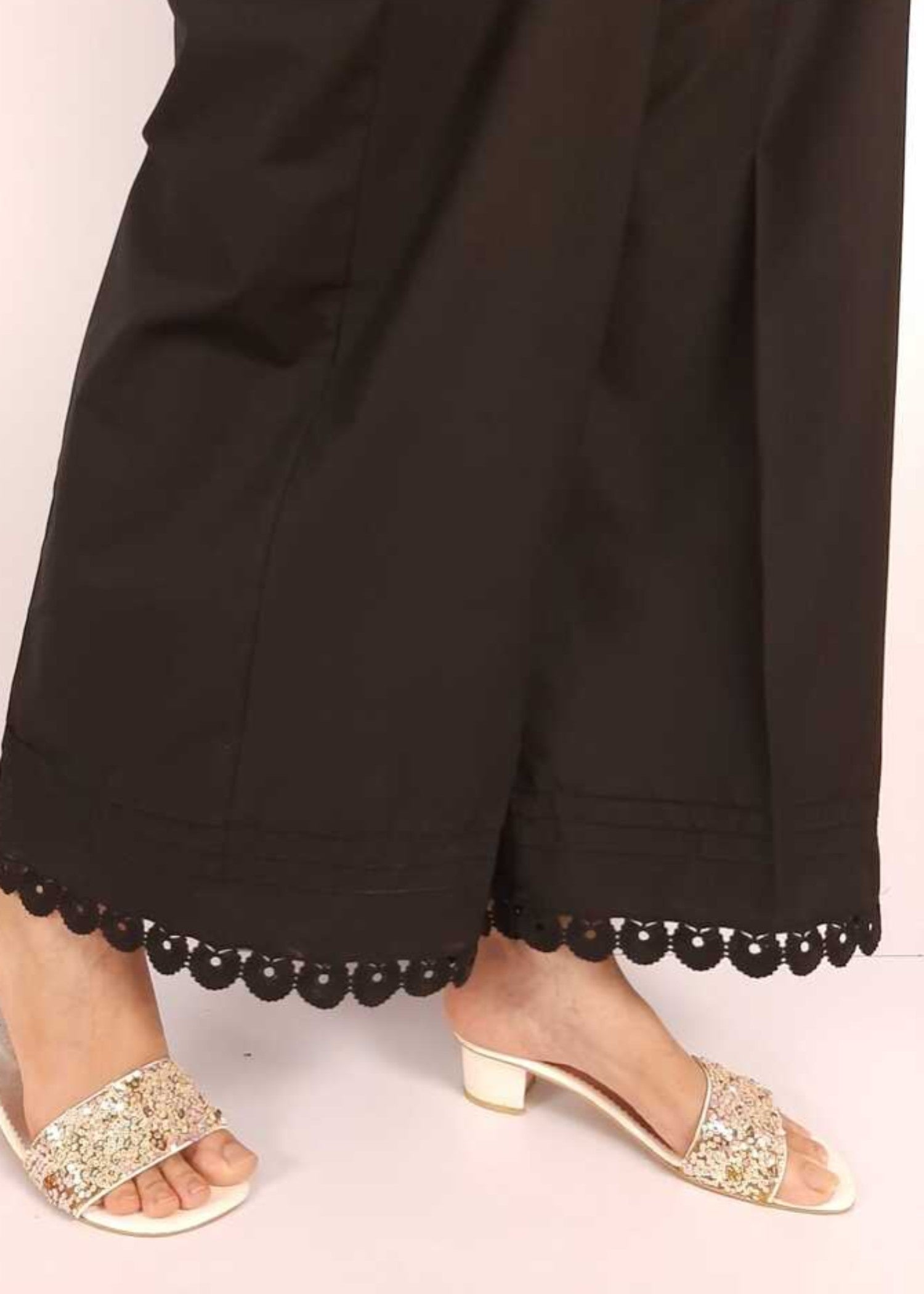 Zardi Cotton Palazzo With Bottom Lace – Black – ZT302 Women 1pcs