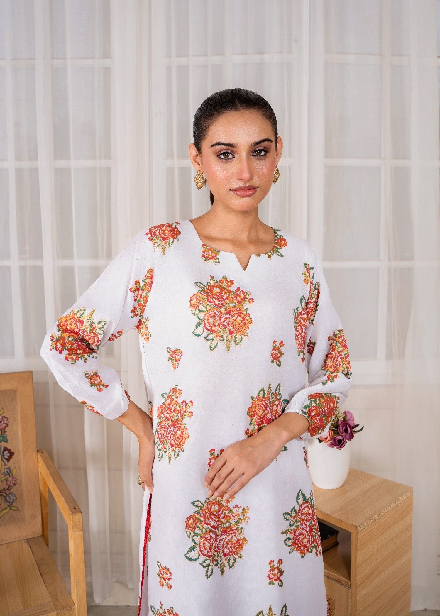 Gulposh Ghulab (Stitched Printed ) White Women 2pcs