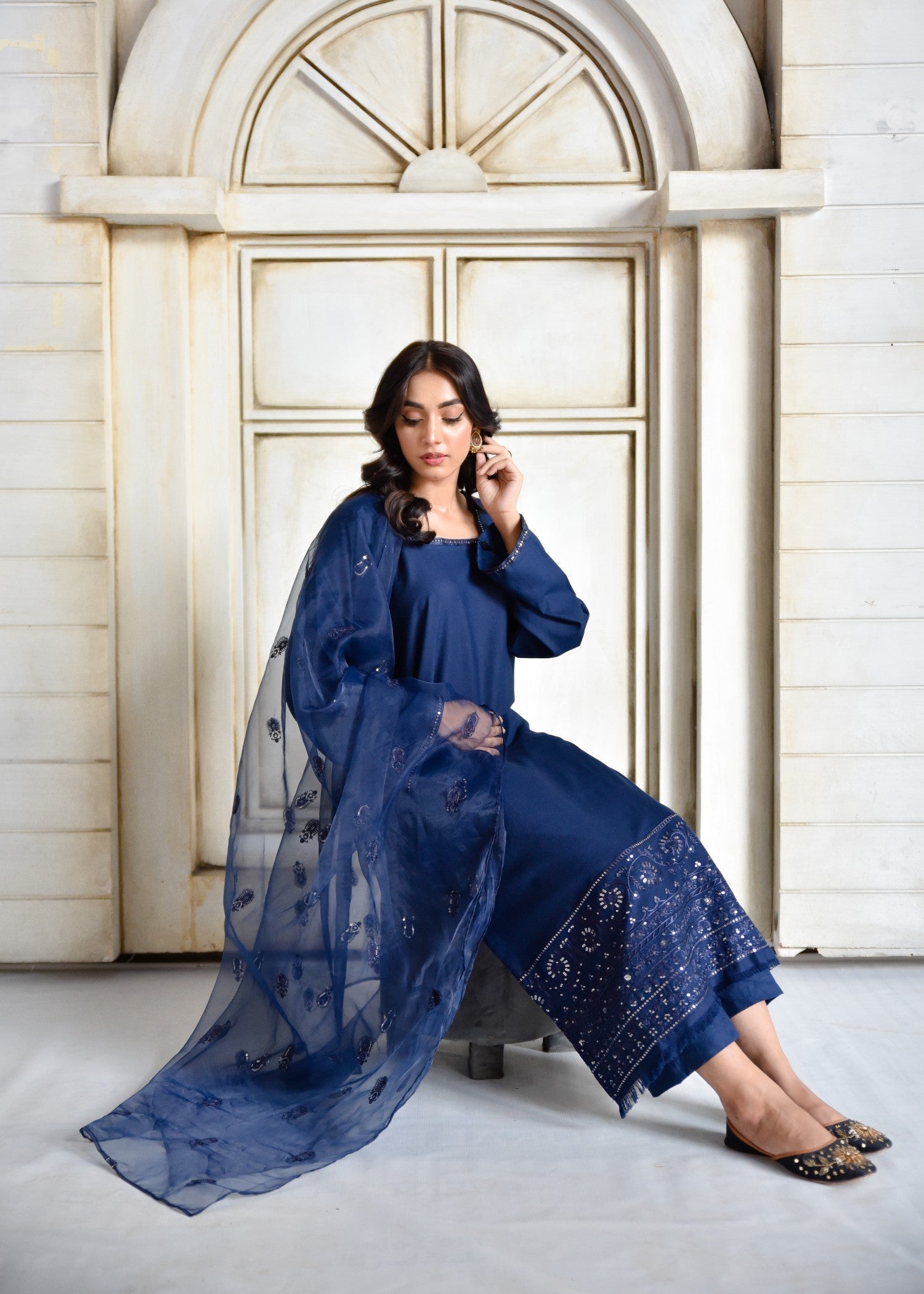 Maharani Official Azure Blue – Stylish Summer Suit for Women Women 3pcs