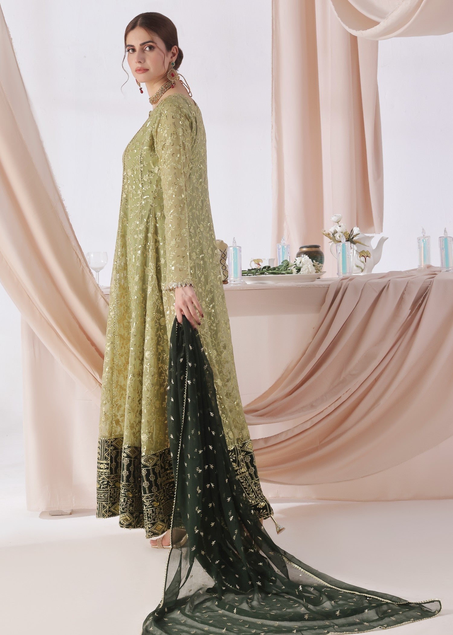 Ayesha Closet Hajra Noor Olive Women 3pcs