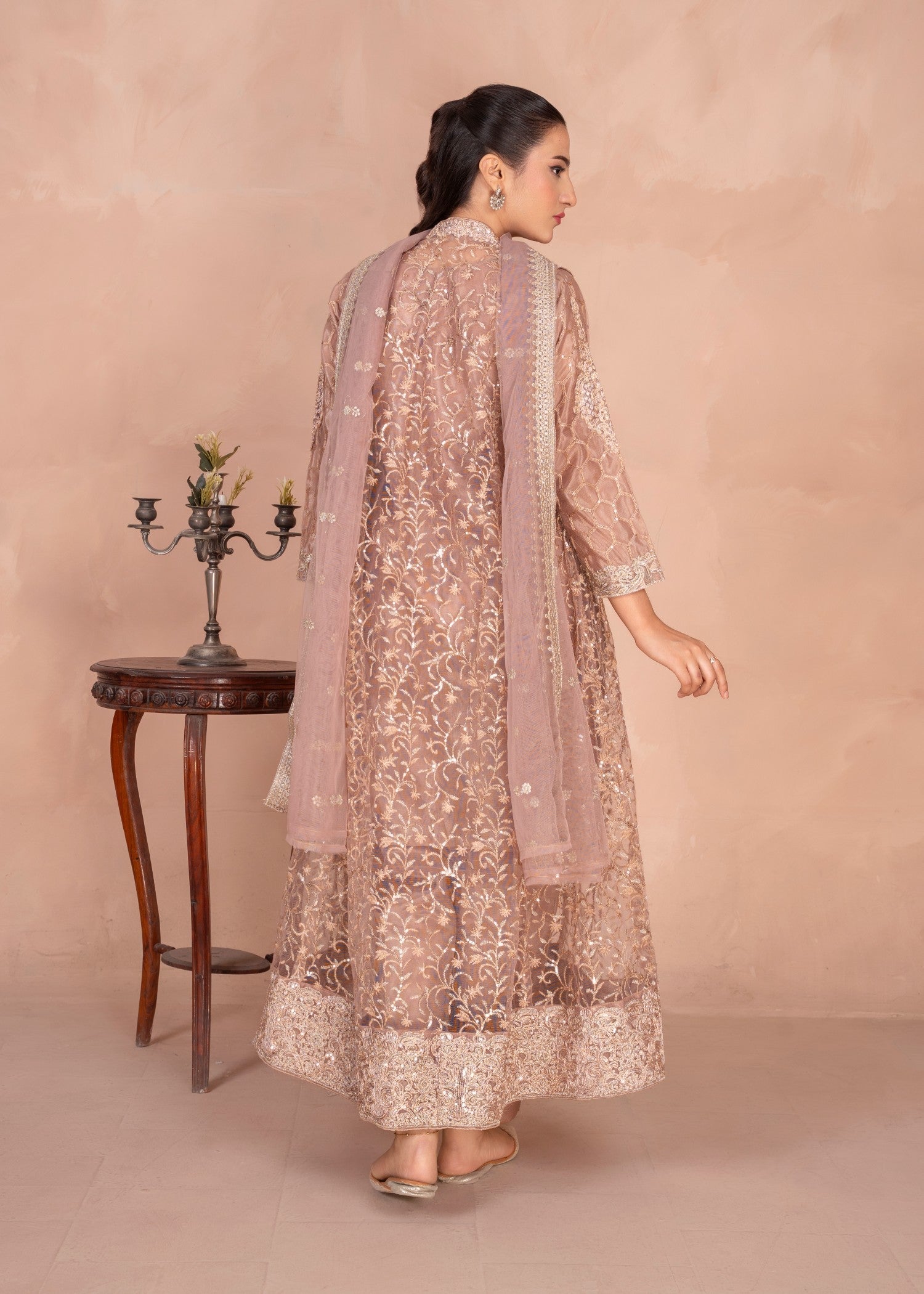 Four Season Boutique MALA GOWN PEACH PINK BROWN Women 4pcs