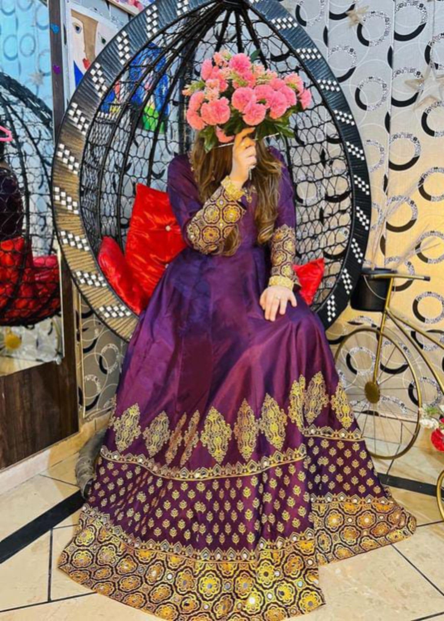 1 Virsapret purple in anar kali Women 3pcs