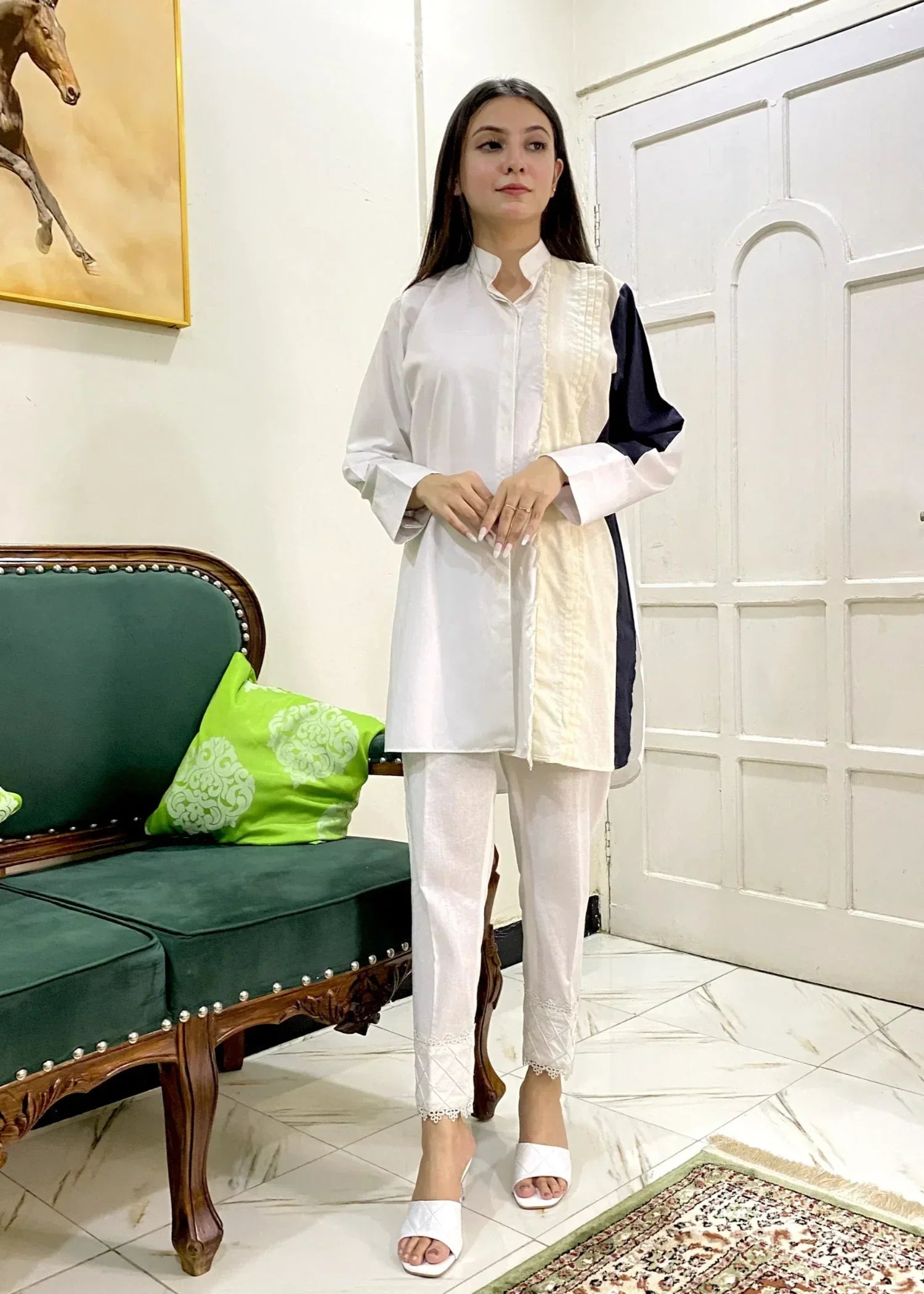 Urban Cut Versatile Design Cotton patchwork Shirt Women 1pcs