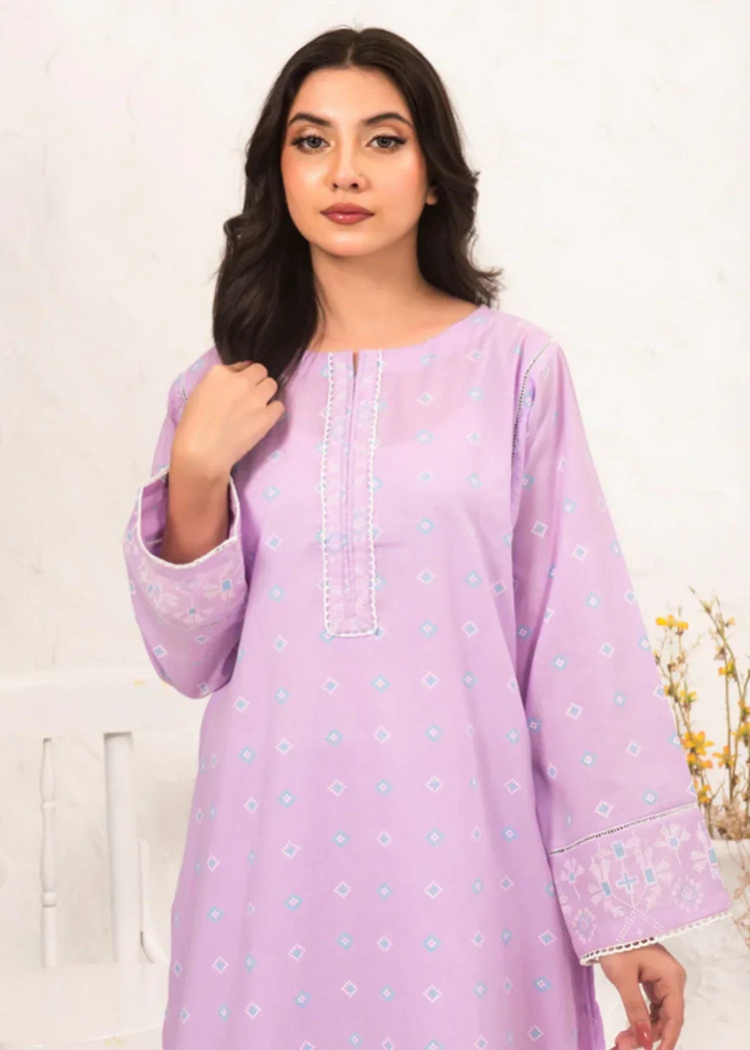 Ochre Cotton Printed Suit SOLP 10 Women 2pcs