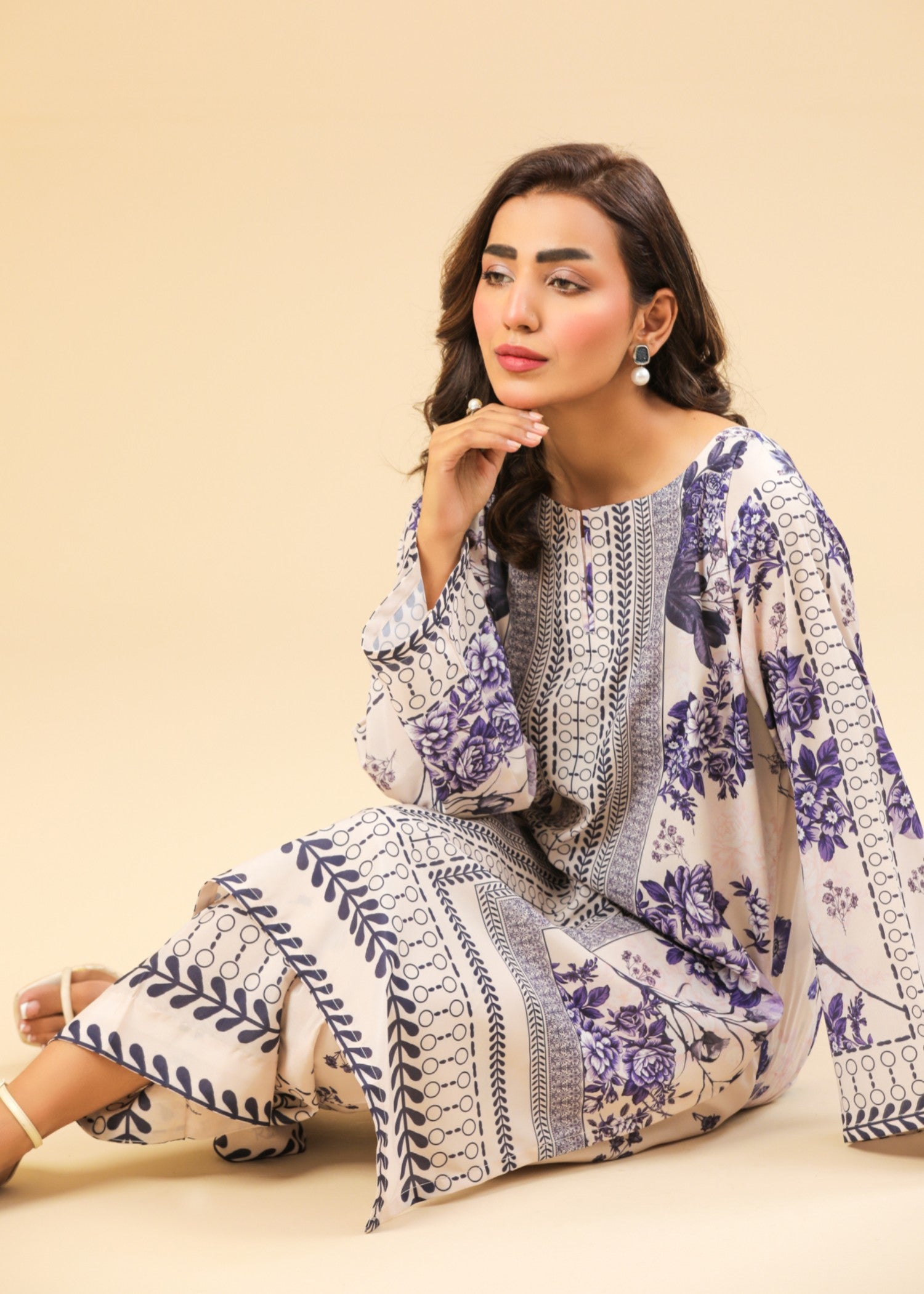 Zenyre Indigo Stripe Printed Set Women 2pcs