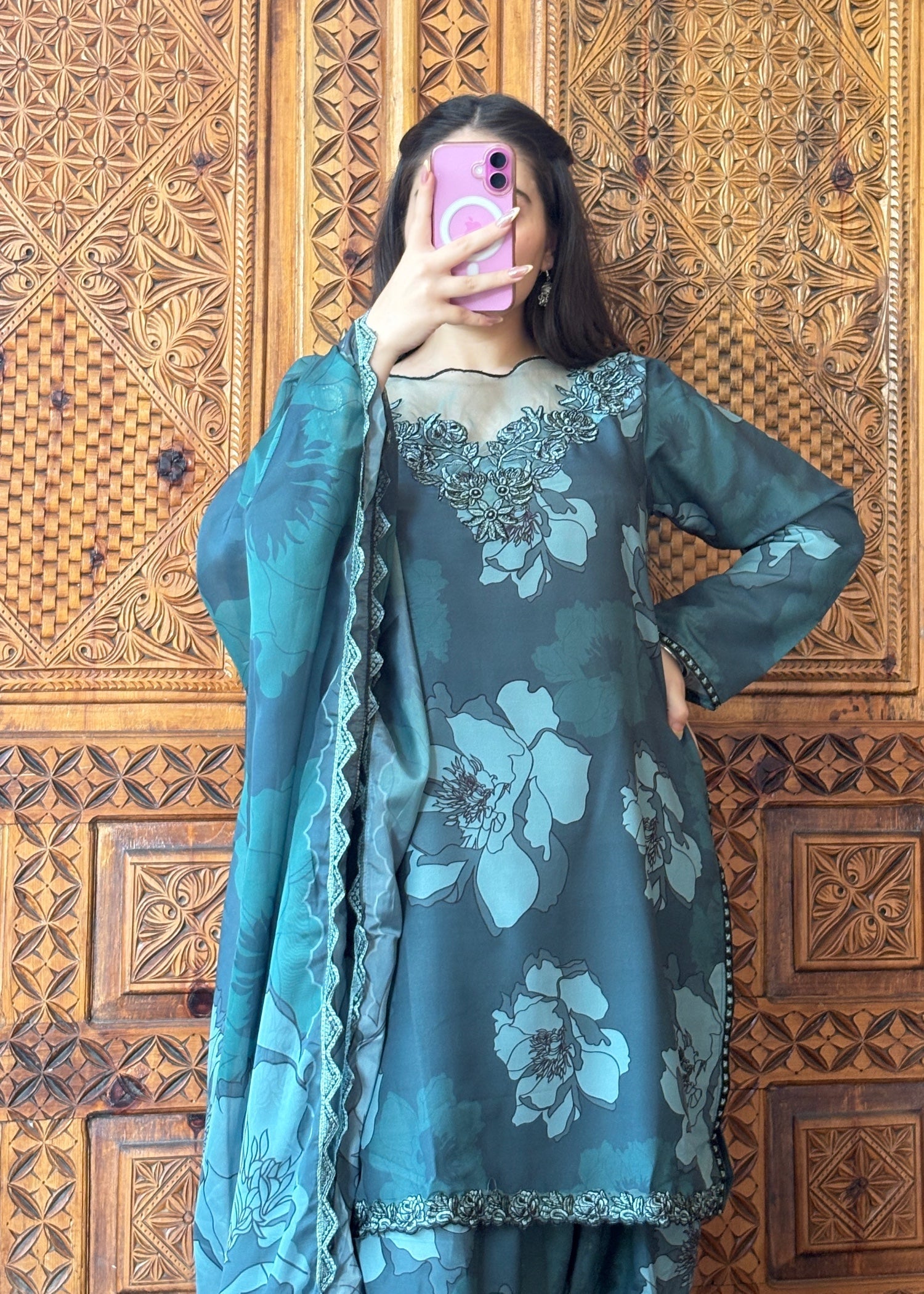 Suits By Sadia GREEN BLACK SWISS Women 3pcs