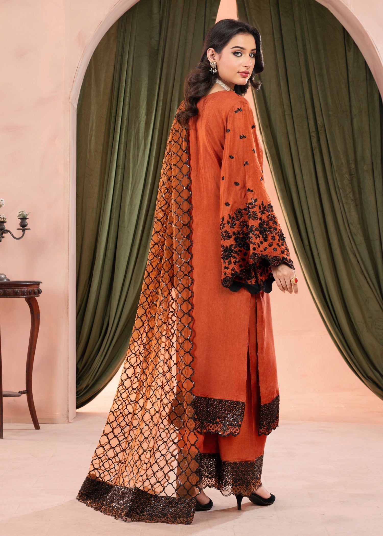Alliyas_By_Farooqkhalid A 380 Rust Women 3pcs