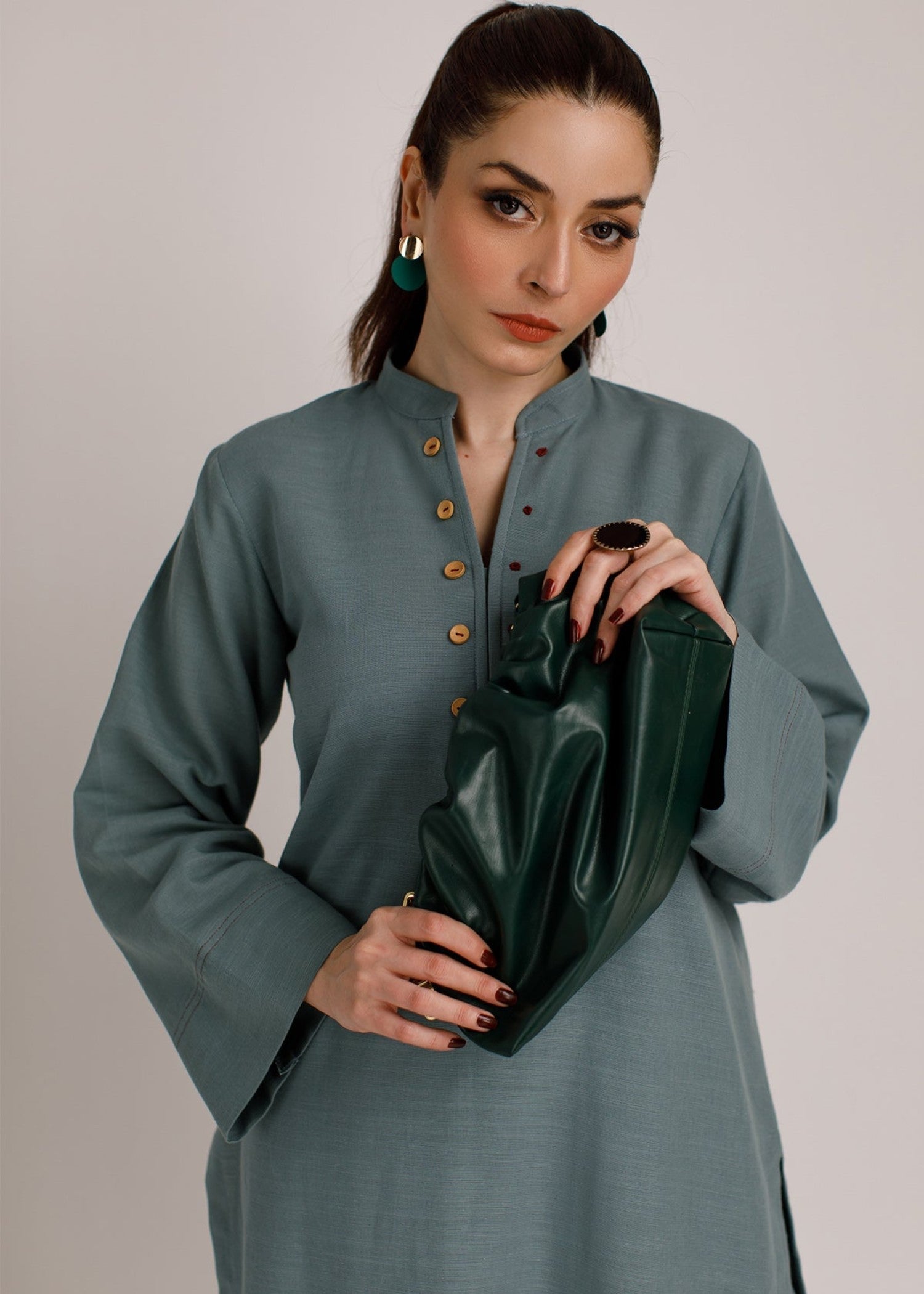 Peach Republic Stone Grey Khaddar Suit Women 2pcs