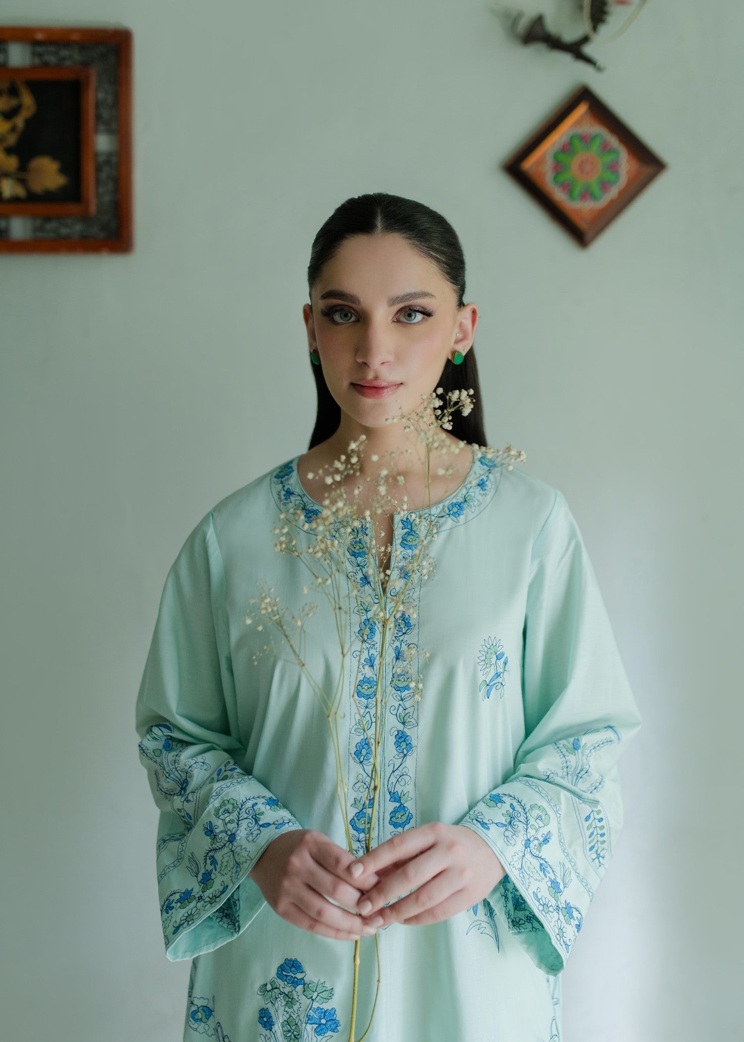 Azulie Aqua Embroidered Kurta by Women 1pcs