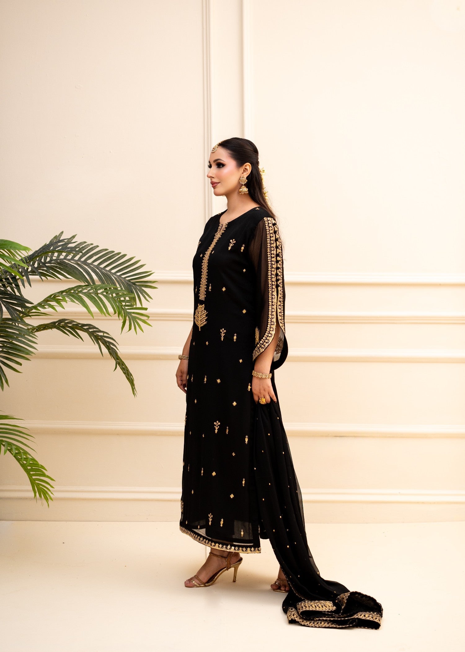 Alyssa Black Chiffon Suit ALL405 Women 3pcs