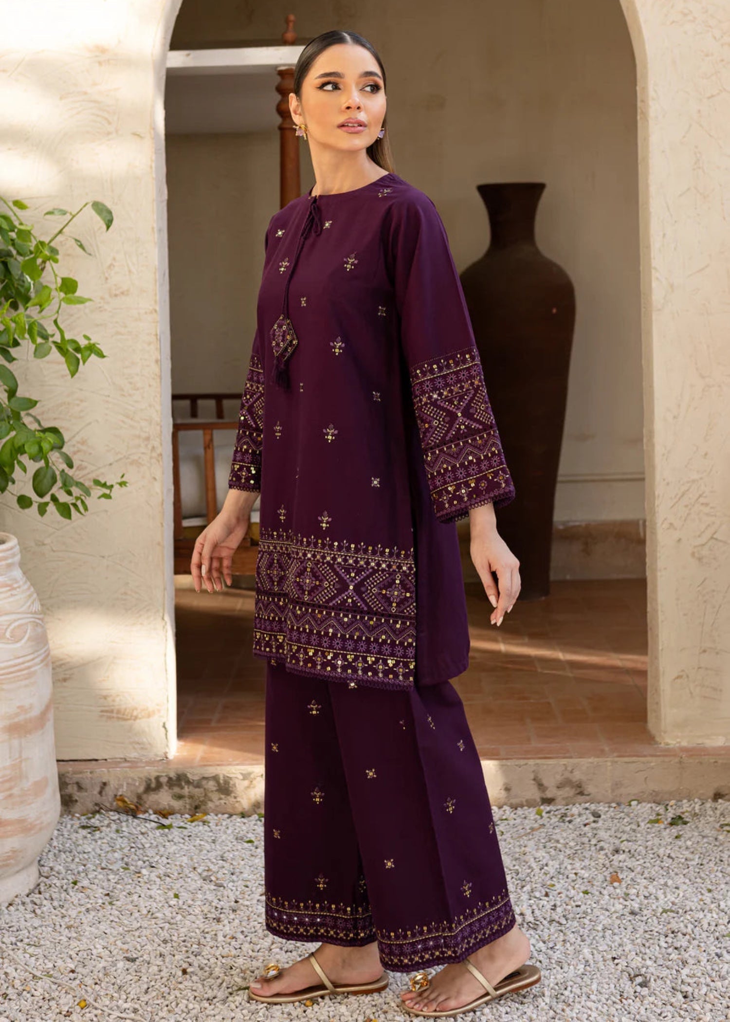 The Turkish Wear Maira Plum Women 2pcs