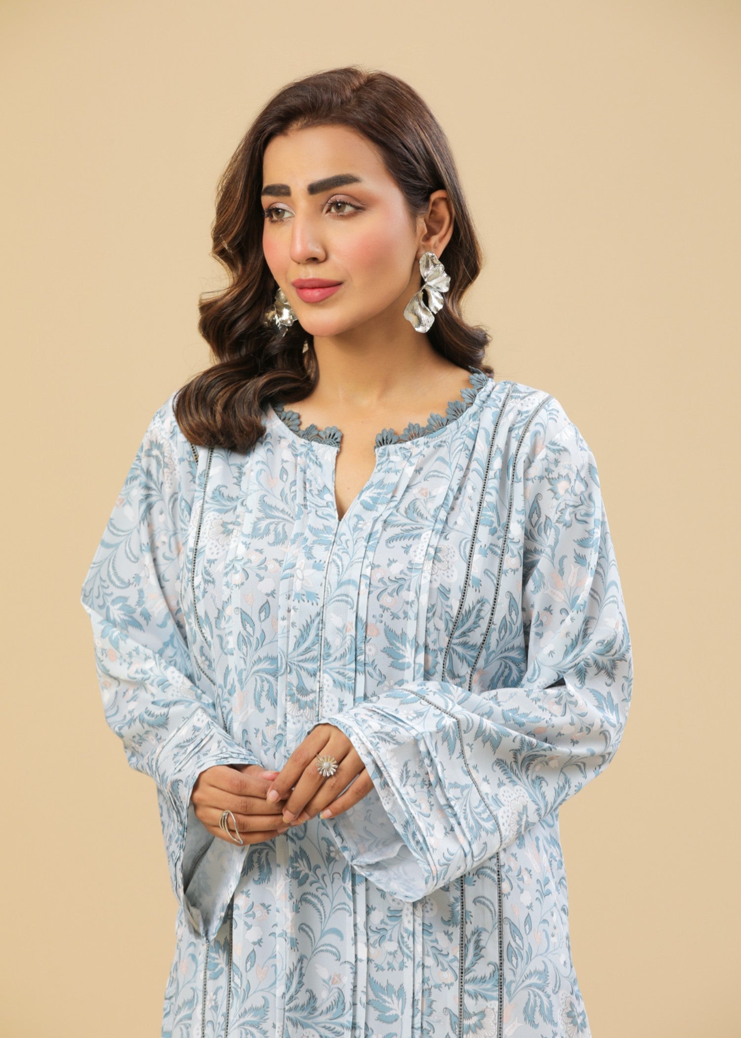 Zenyre Azure Petals Printed Set Women 2pcs