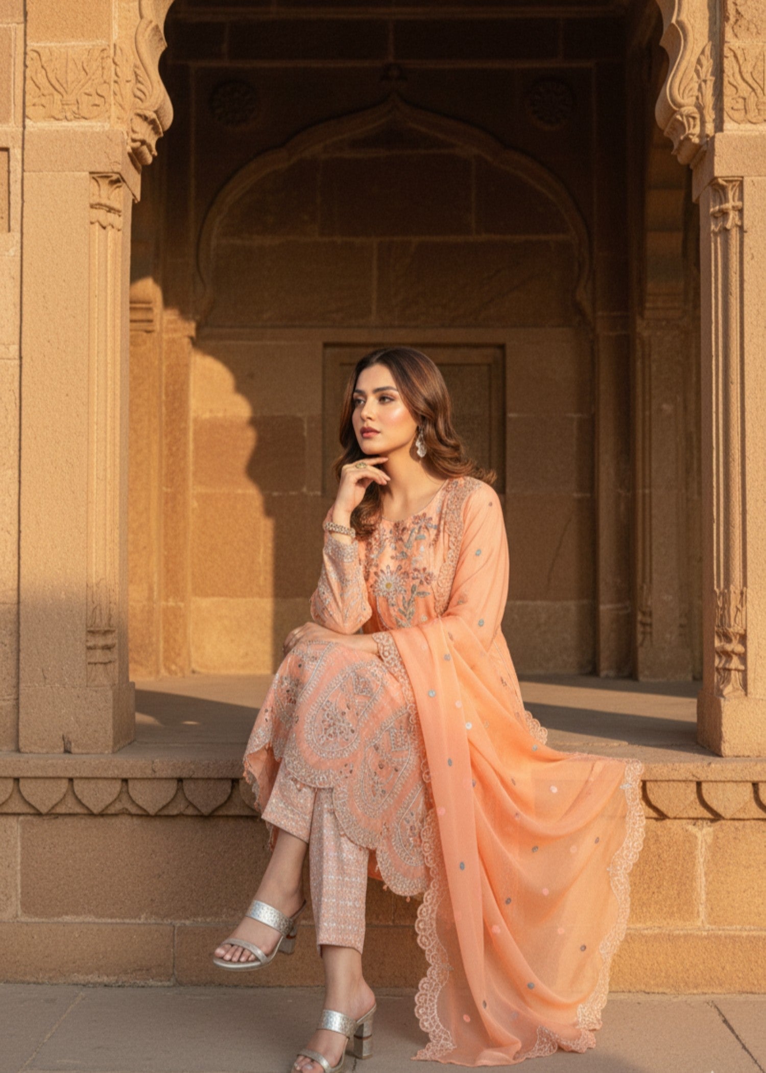 MMG Garments ZARPOSH| EMBROIDERED MMG 824 Women 3pcs