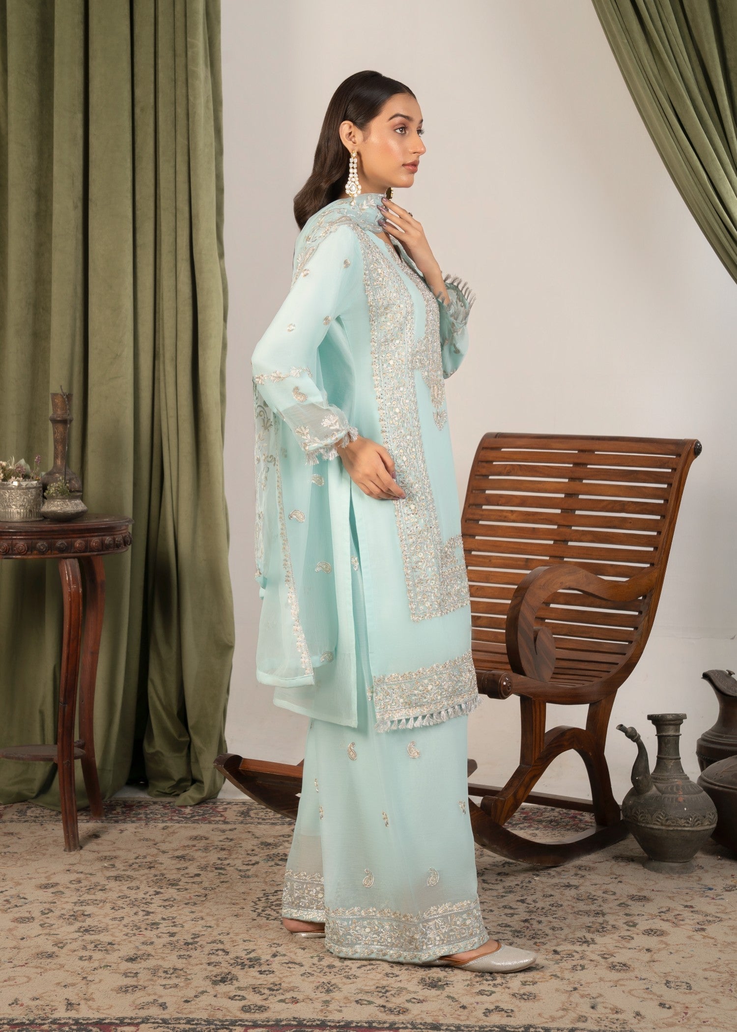 Four Season Boutique DILRUBA CHIFFON ICEBLUE Women 3pcs