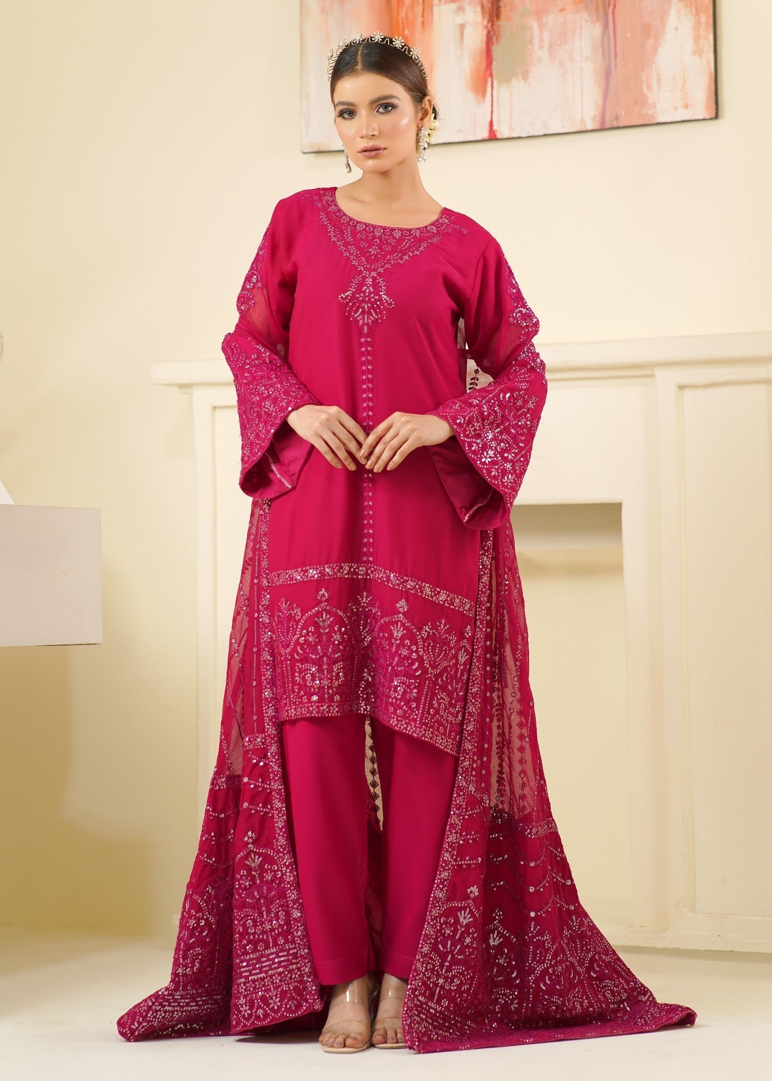 Rangoon Clothing Nameera Hot Pinkhoit Women 4pcs