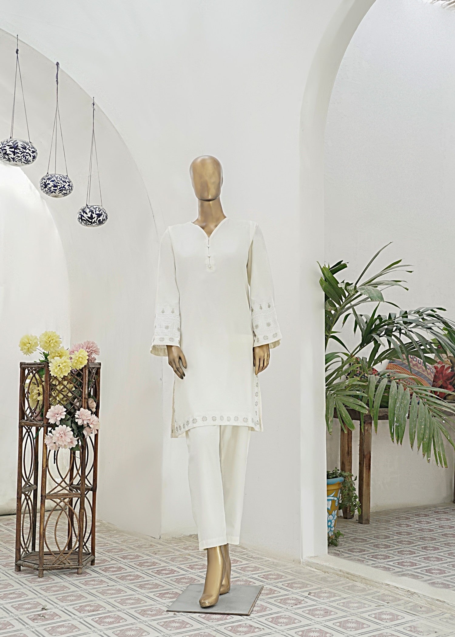 AYLA STUDIO Solid Embroidered SE250405 CHANDNI Women 2pcs