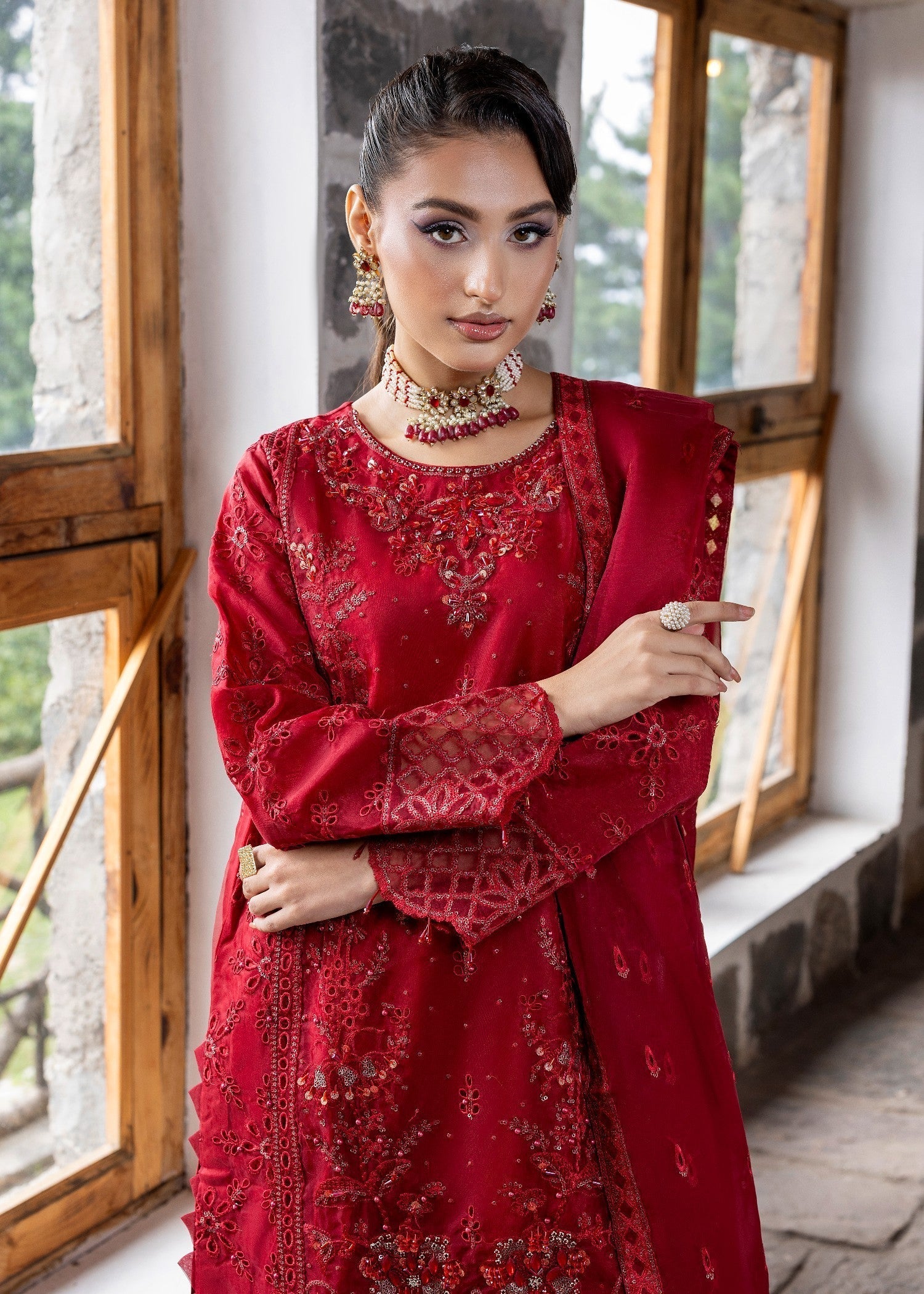 Diara Couture FALAH POST 1 01 MEHROON Women 3pcs