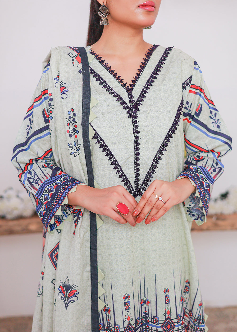 Green Lemon Printed lawn stitched suit Women 3pcs