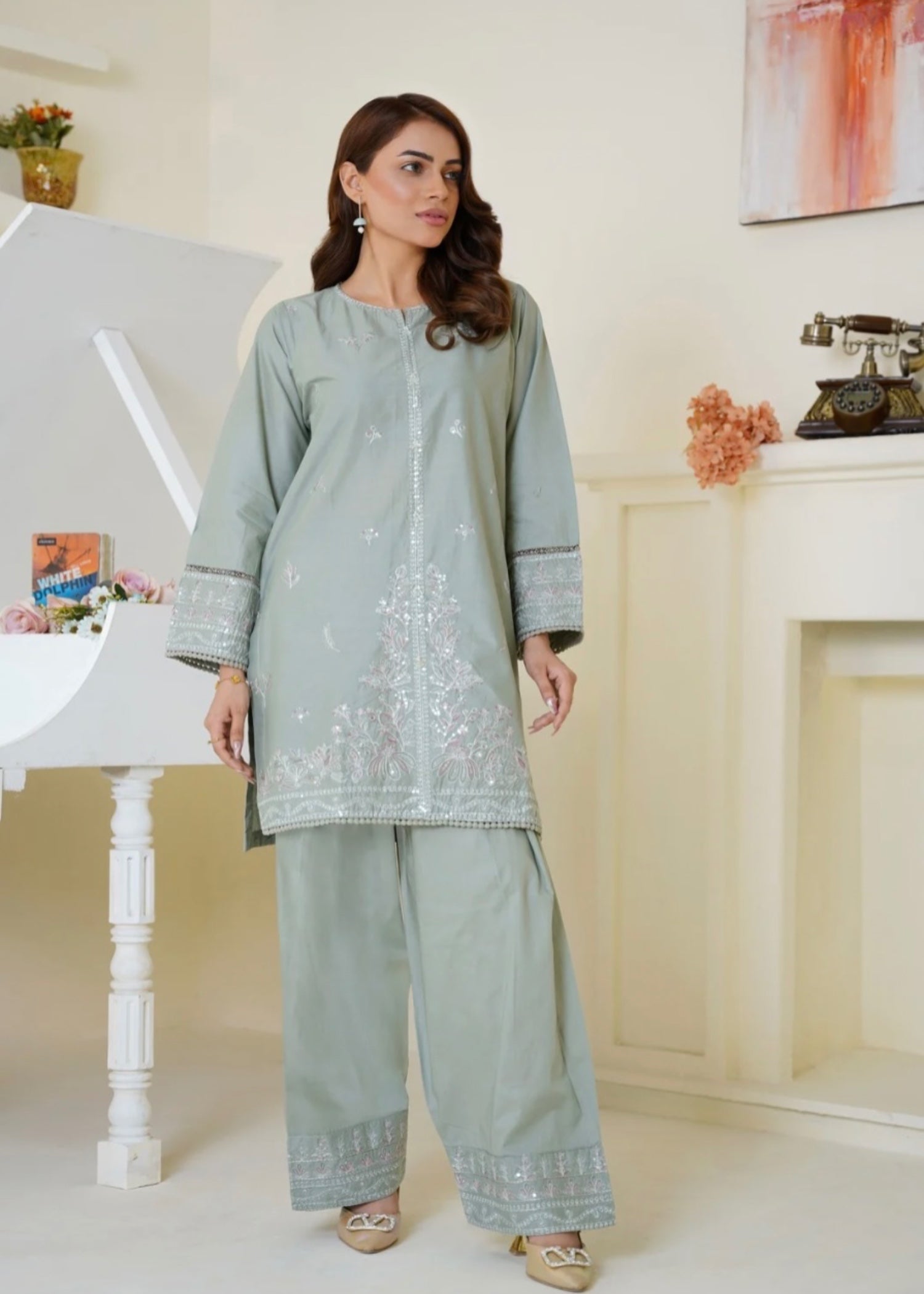 The Turkish Wear Lajwanti Pastel Green Women 2pcs