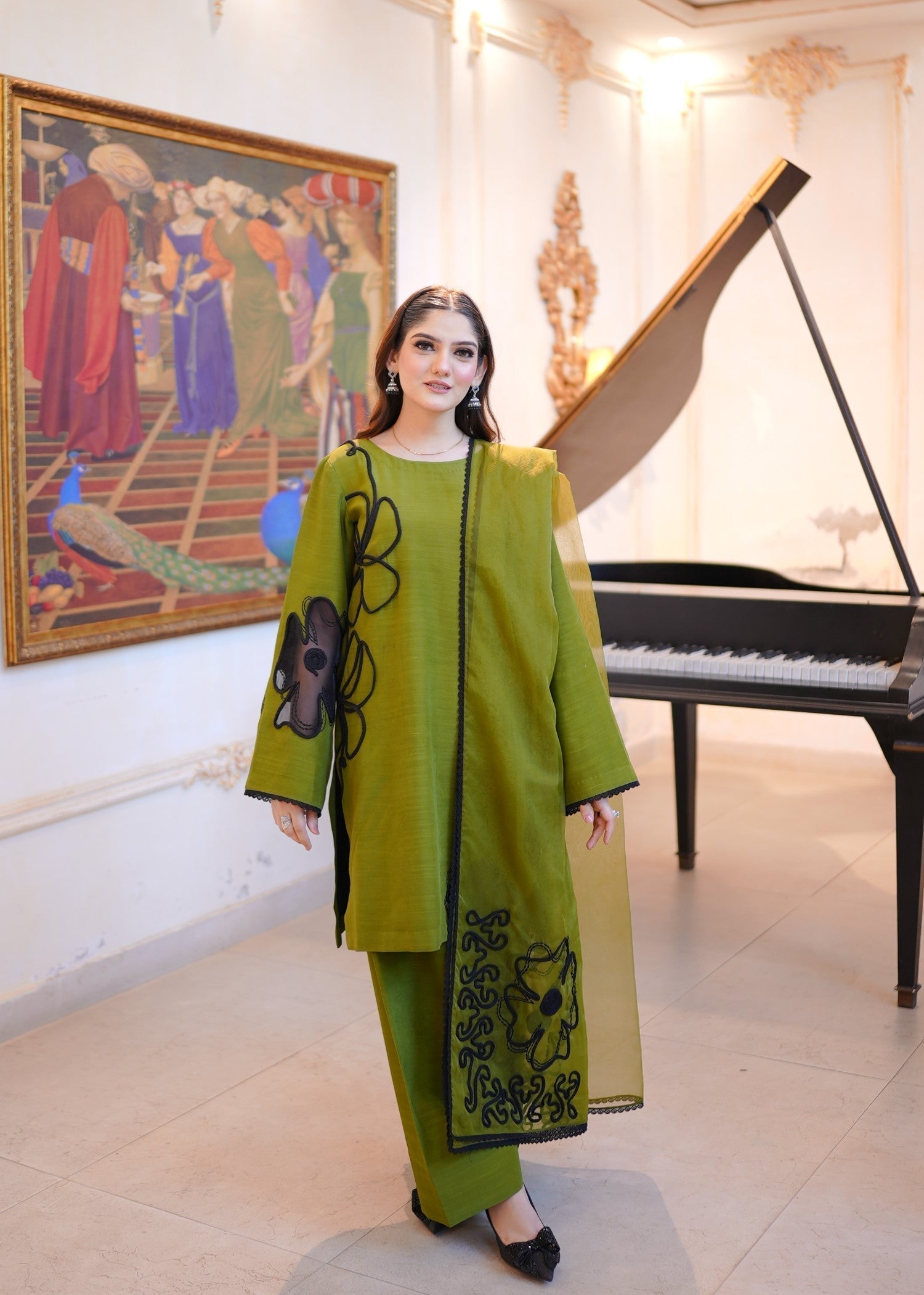 Fozia Khalid Olive Women 3pcs